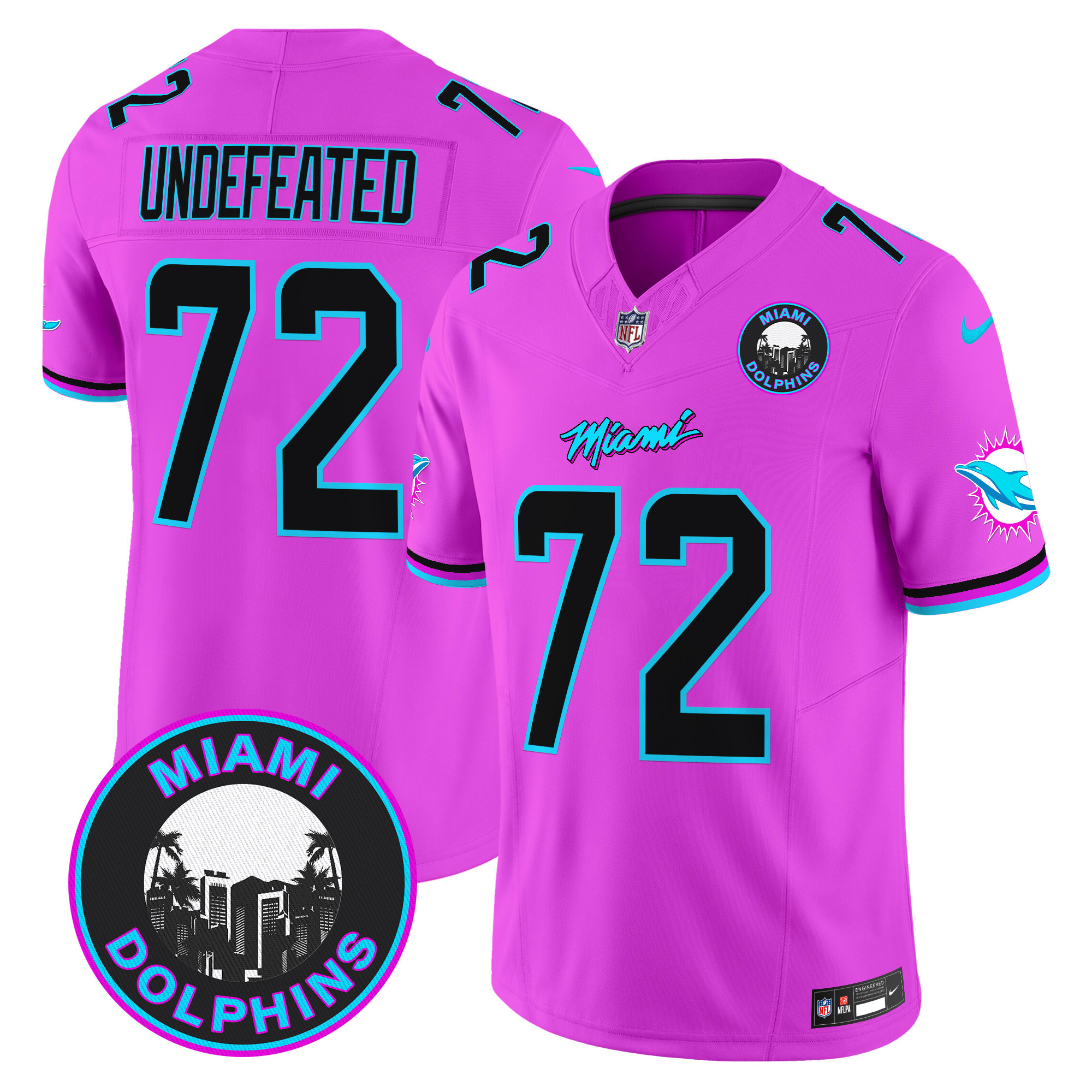 Undefeated Men's Miami Dolphins "Miami Vice" Vapor Limited Pink Jersey - All Stitched