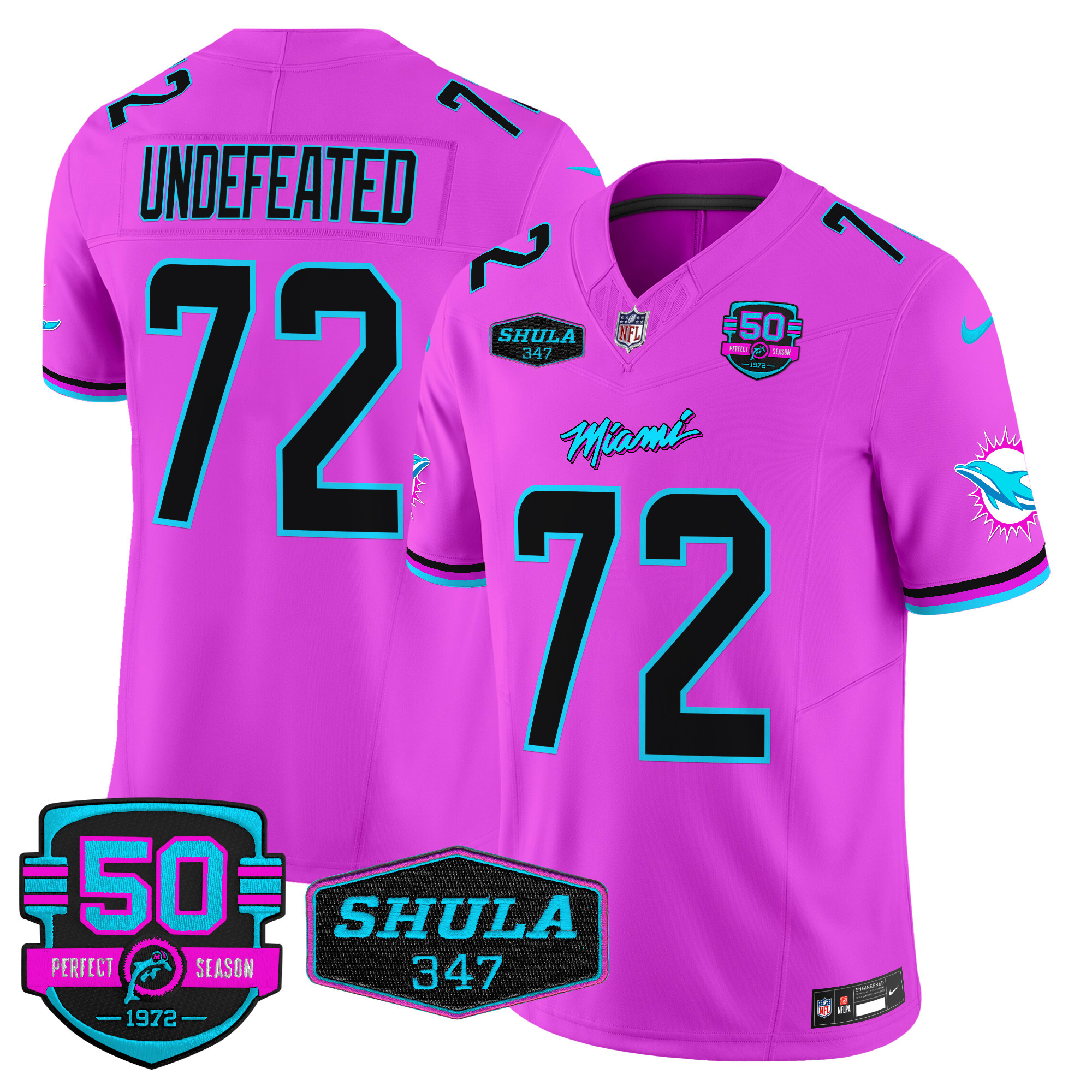 Undefeated Men's Miami Dolphins "Miami Vice" Vapor Limited Pink Jersey - All Stitched