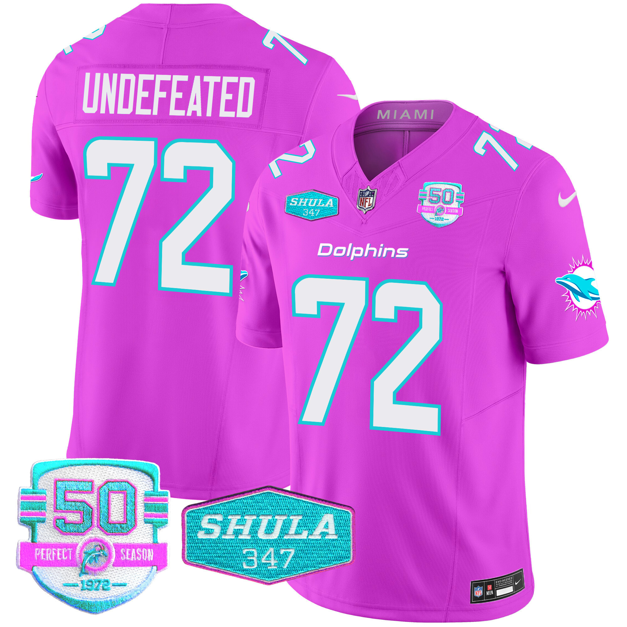 Undefeated Men's Miami Dolphins "Miami Vice" Vapor Limited Pink Jersey - All Stitched