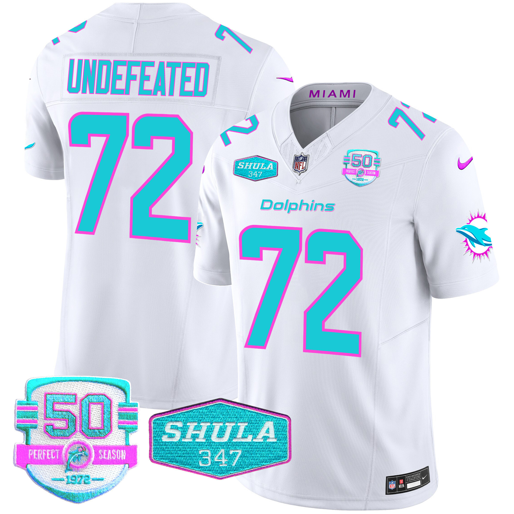 Undefeated Men's Miami Dolphins "Miami Vice" Vapor Limited White Jersey - All Stitched