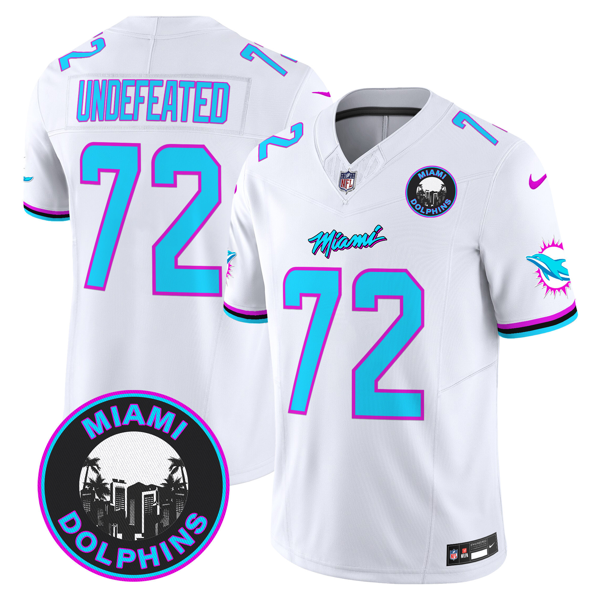 Undefeated Men's Miami Dolphins "Miami Vice" Vapor Limited White Jersey - All Stitched