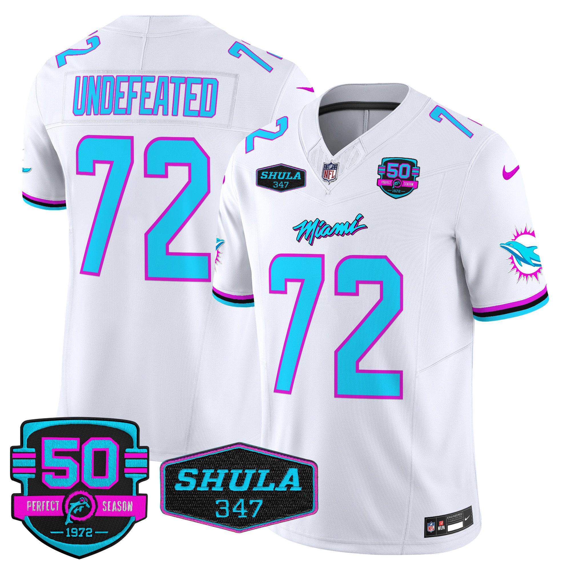 Undefeated Men's Miami Dolphins "Miami Vice" Vapor Limited White Jersey - All Stitched