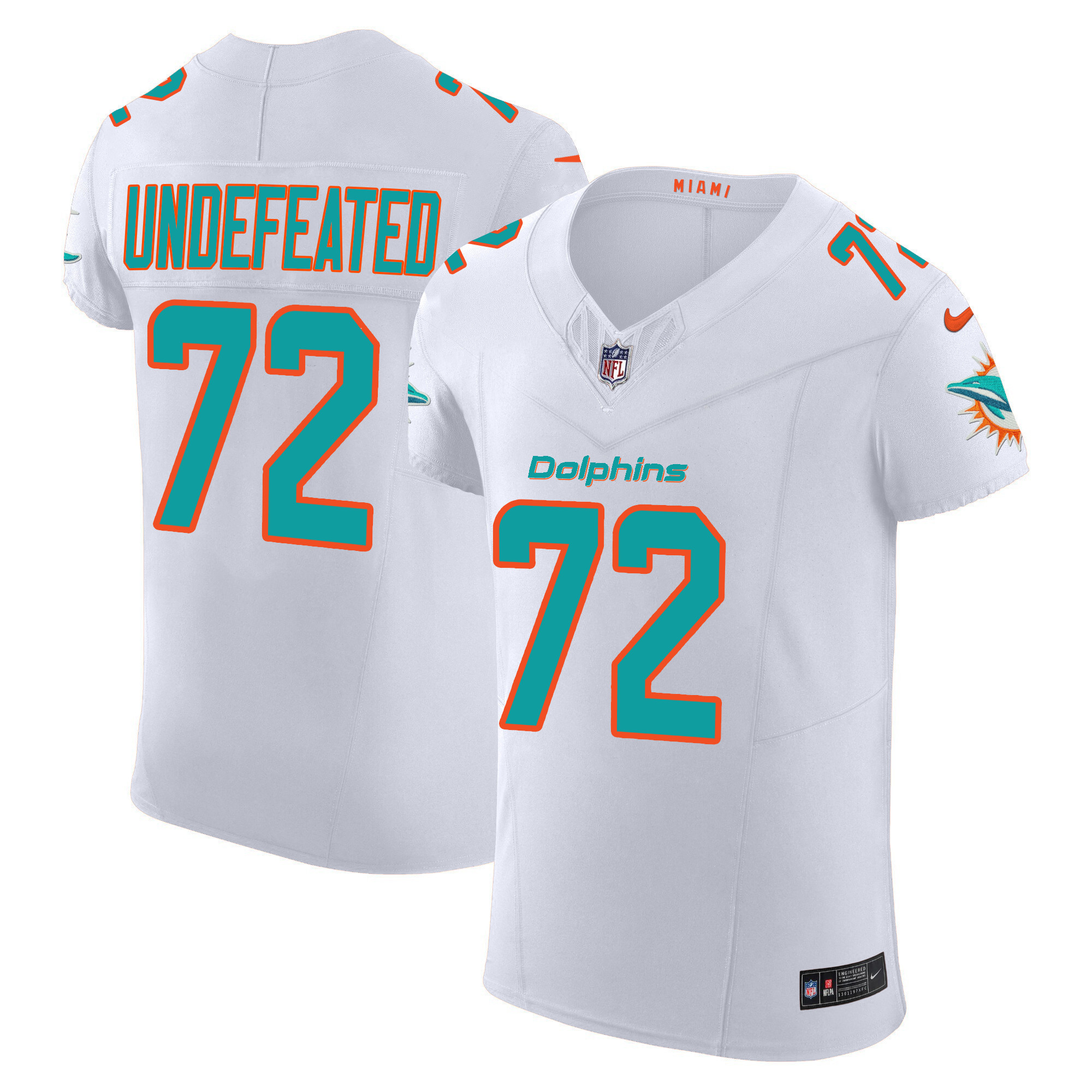 Undefeated Men's Miami Dolphins Vapor Elite White Jersey - All Stitched