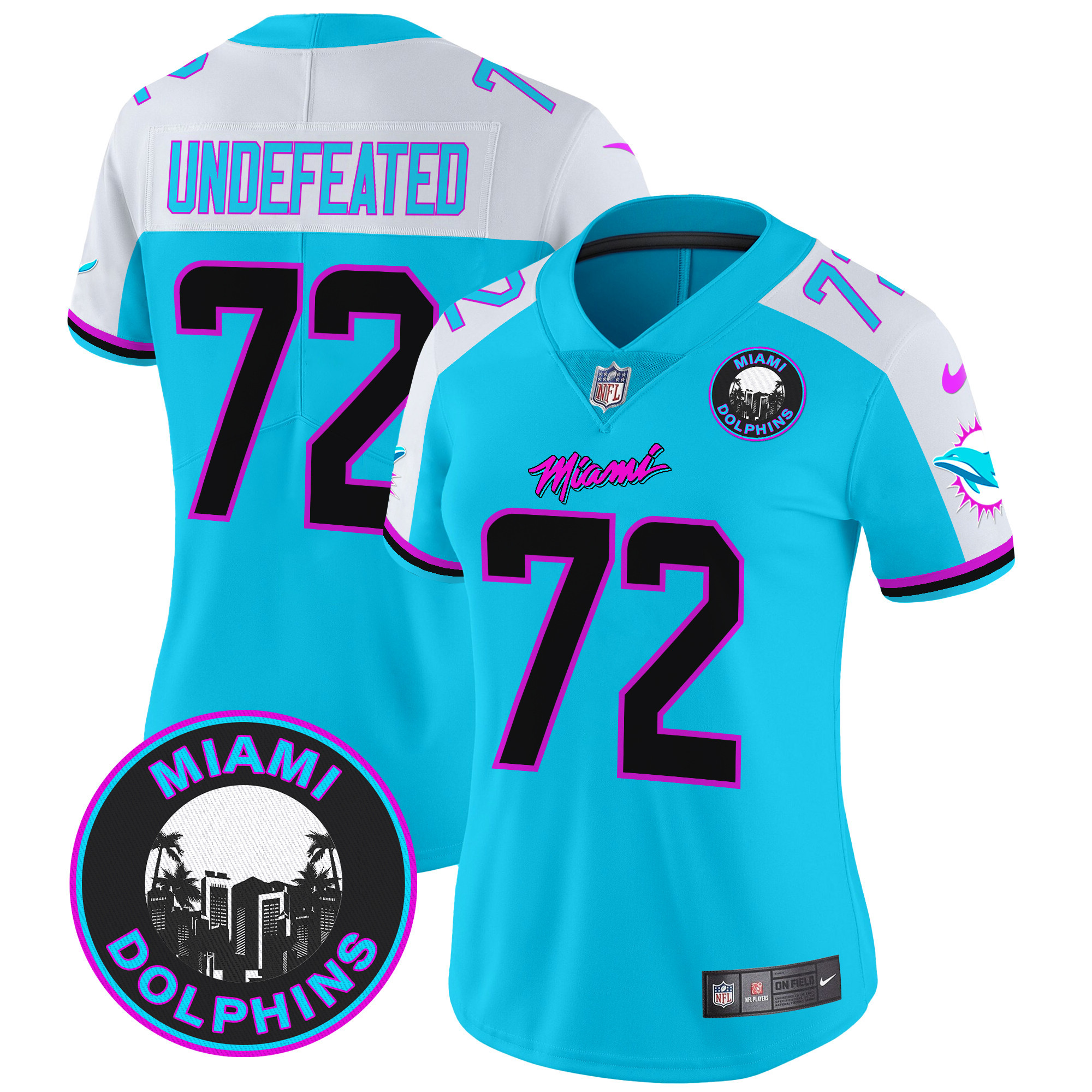 Undefeated Women's Miami Dolphins "Miami Vice" Vapor Limited Aqua Alternate Jersey - All Stitched