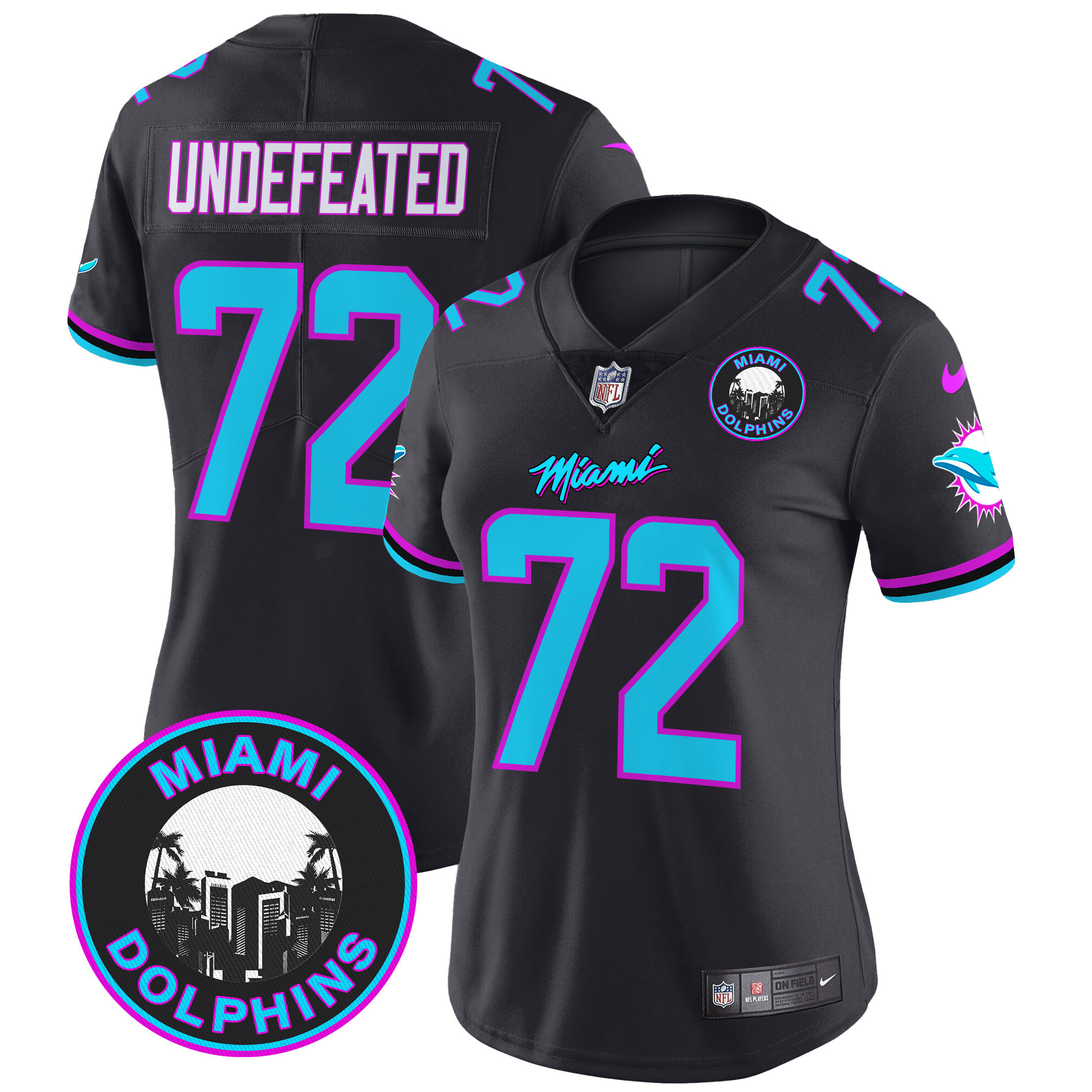 Undefeated Women's Miami Dolphins "Miami Vice" Vapor Limited Black Jersey - All Stitched