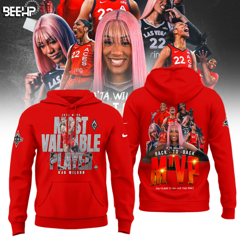 Unisex Las Vegas Aces Aâ€™ja Wilson Playa Society Black 2025 WNBA MVP Hoodie
