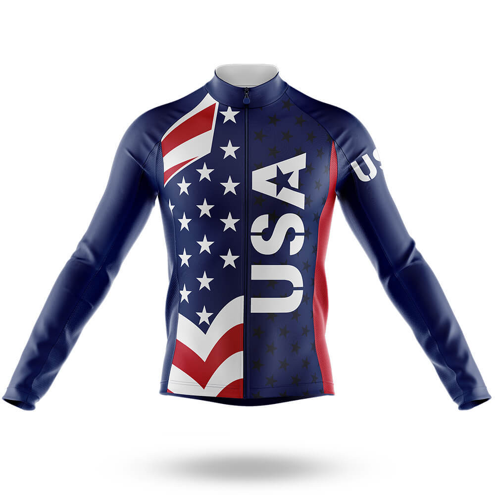 USA Flag - Men's Cycling Long Sleeve Jersey