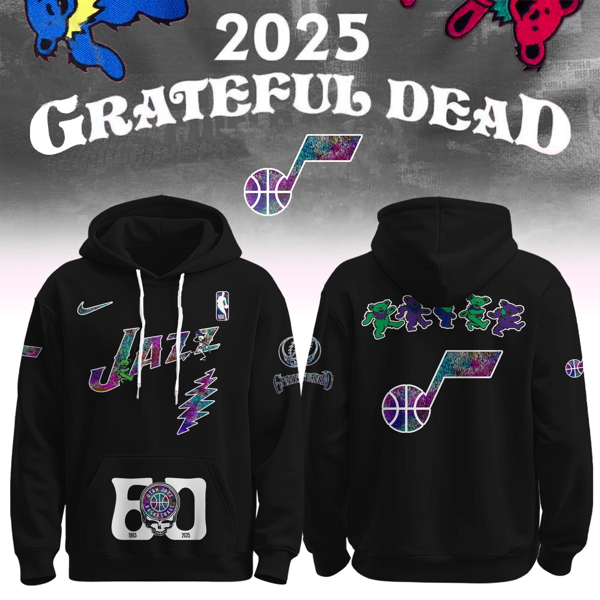 Utah Jazz x Grateful Dead 60th Hoodie Editions Limited 1965 2025