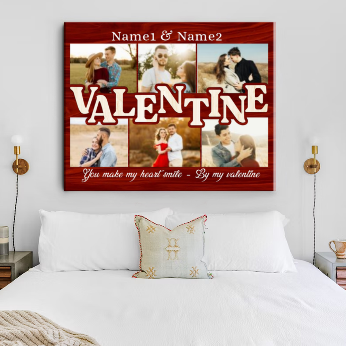Valentine Photo Collage Canvas Gift, Personalized Valentines Day Gifts, Romantic Wall Art For Him Or Her, Love Story Gift