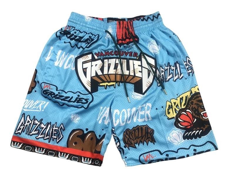 Vancouver Memphis Grizzlies Slap Sticker Swingman Shorts - Basketball Shorts Store