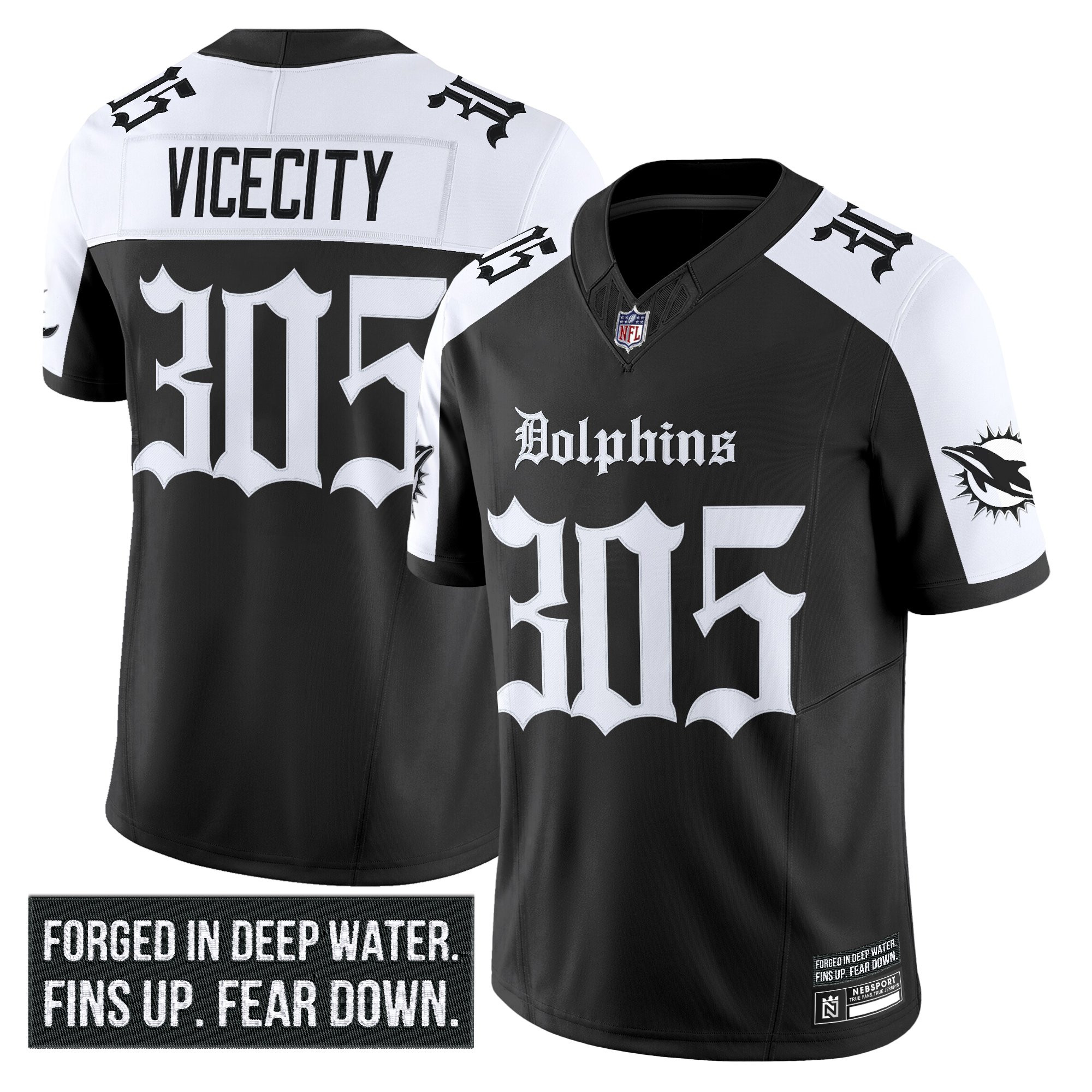 ViceCity 305 Men's Miami Dolphins 'Gothic Deep Water Edition' Vapor Limited Alternate Jersey - All Stitched