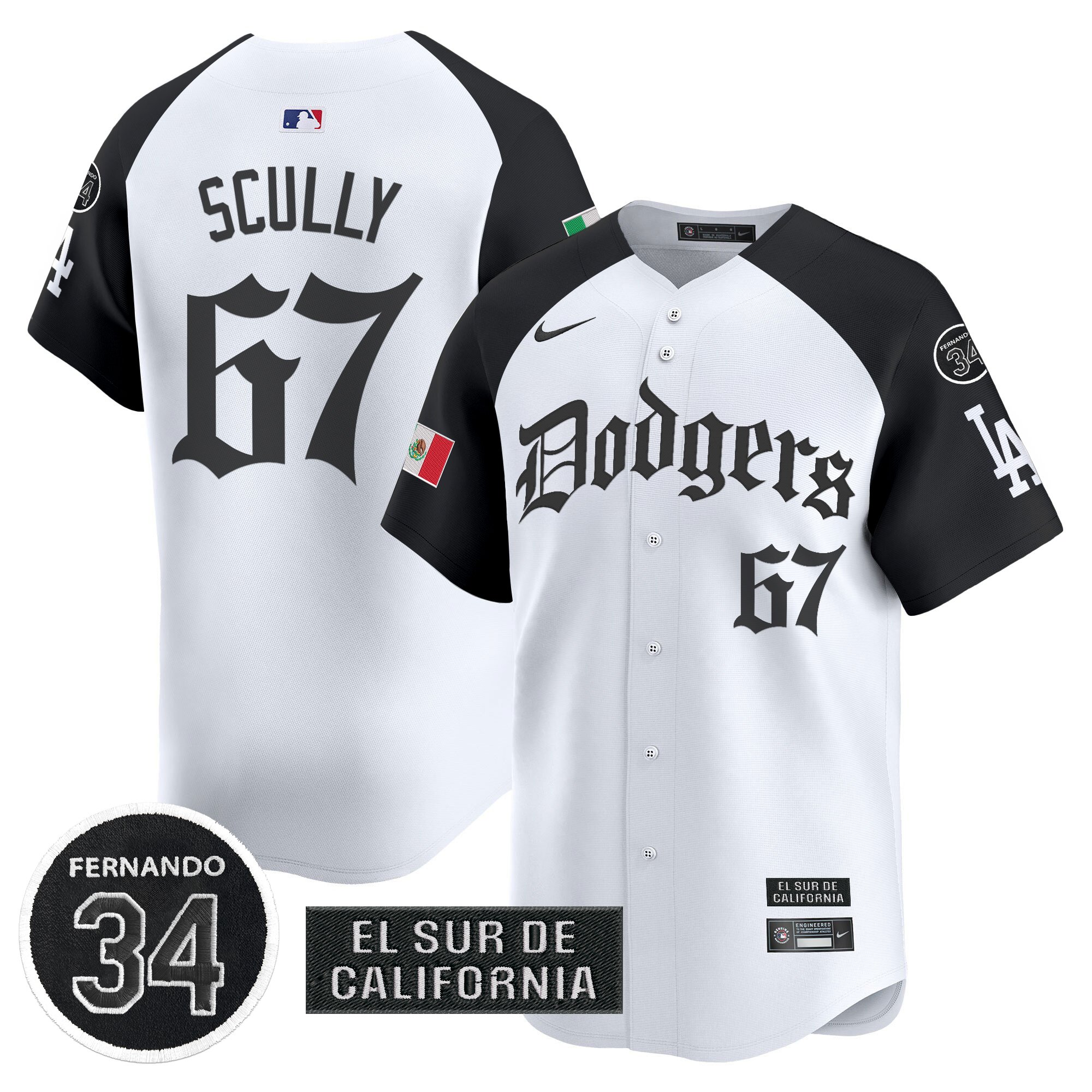 Vin Scully Men's Los Angeles Dodgers Mexico 2025 LA Gothic Style Vapor Premier Limited Alternate Jersey V2 - All Stitched
