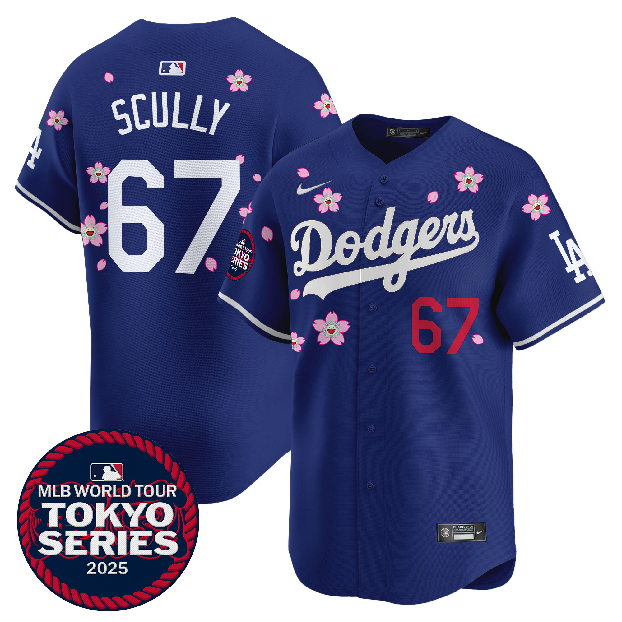 Vin Scully Men's Los Angeles Dodgers Tokyo Series 2025 Vapor Premier Limited Royal Jersey V2 - Stitched