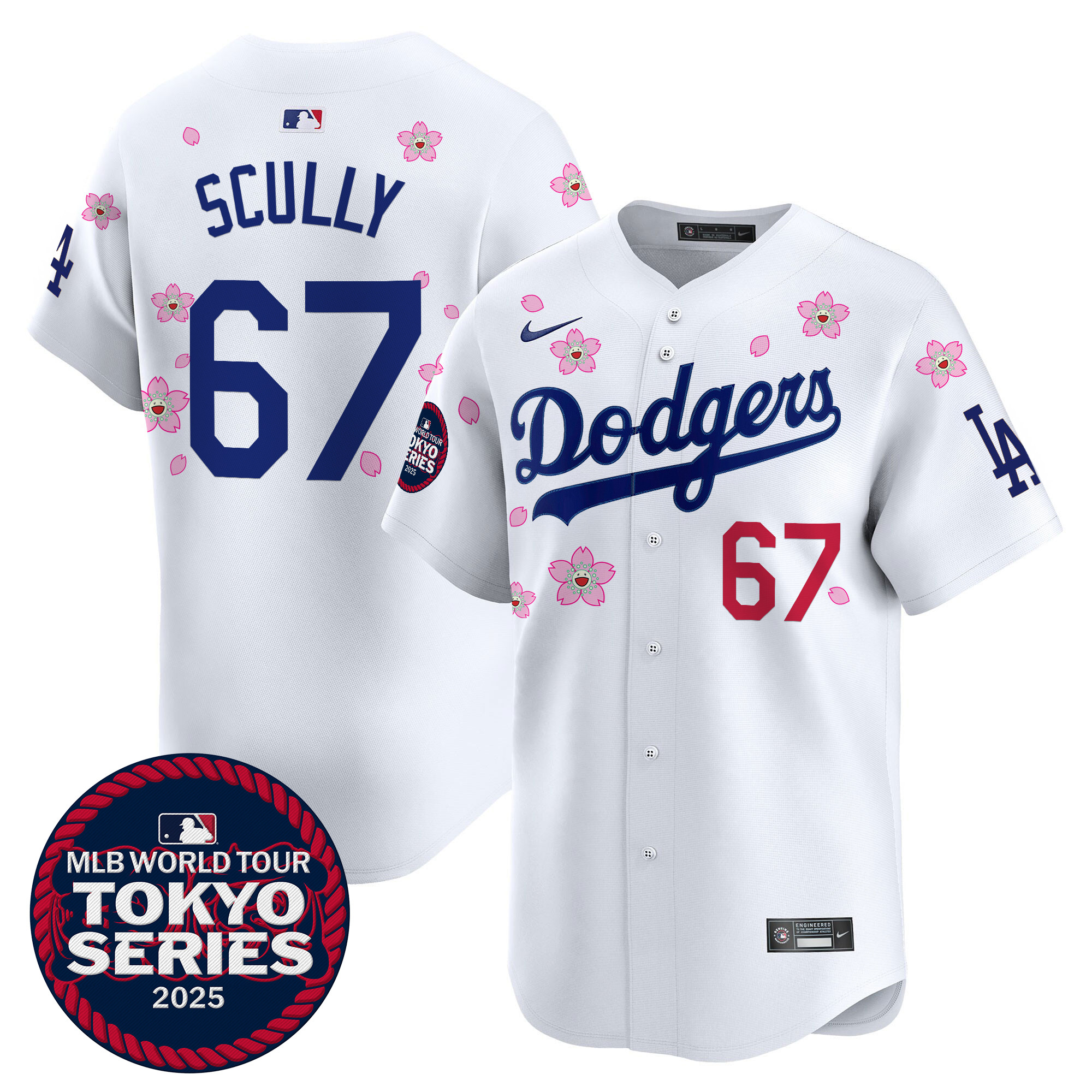 Vin Scully Men's Los Angeles Dodgers Tokyo Series 2025 Vapor Premier Limited White Jersey V2 - Stitched