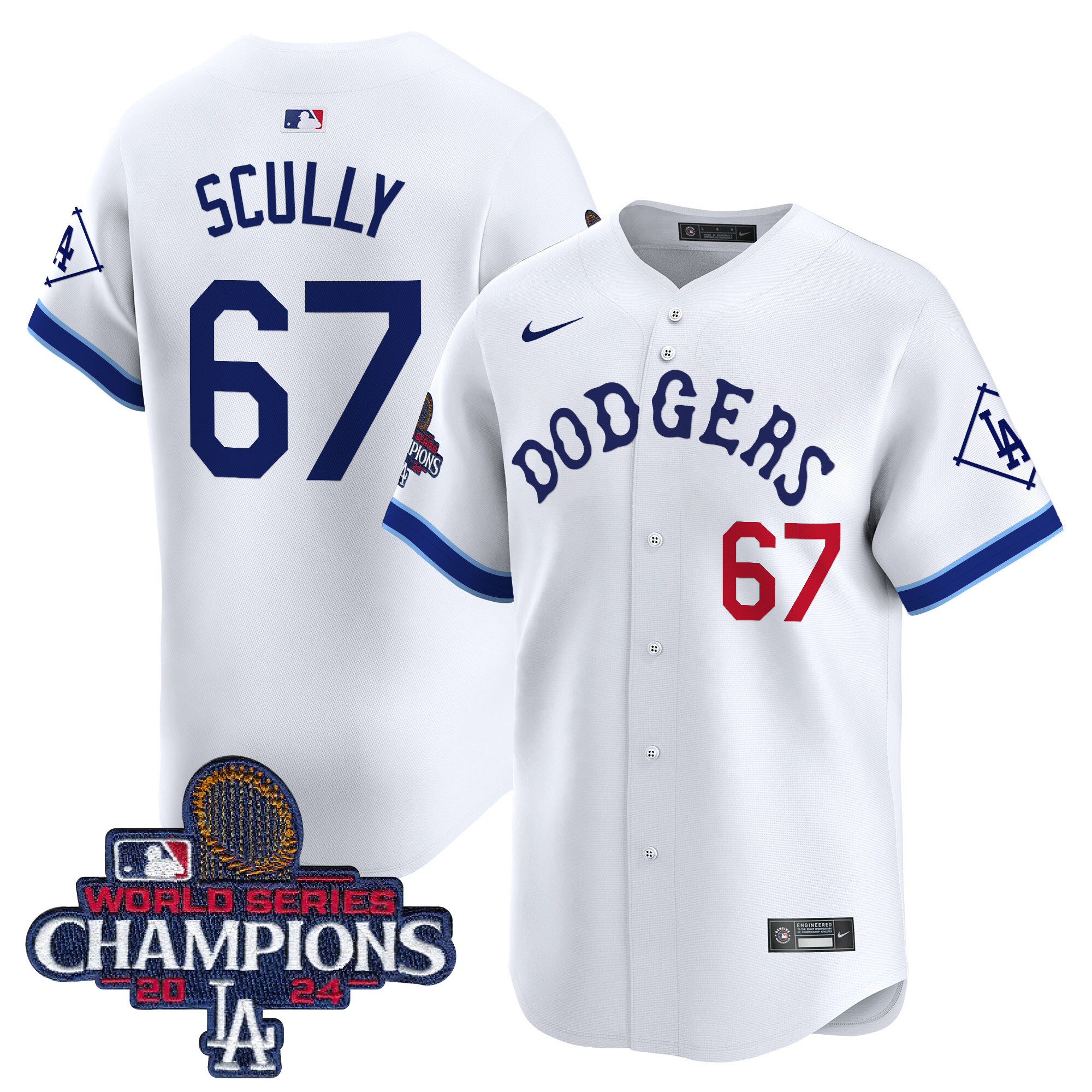 Vin Scully Men's Los Angeles Dodgers Tribute 2024 World Series Champions Vapor Premier Limited White Jersey - All Stitched