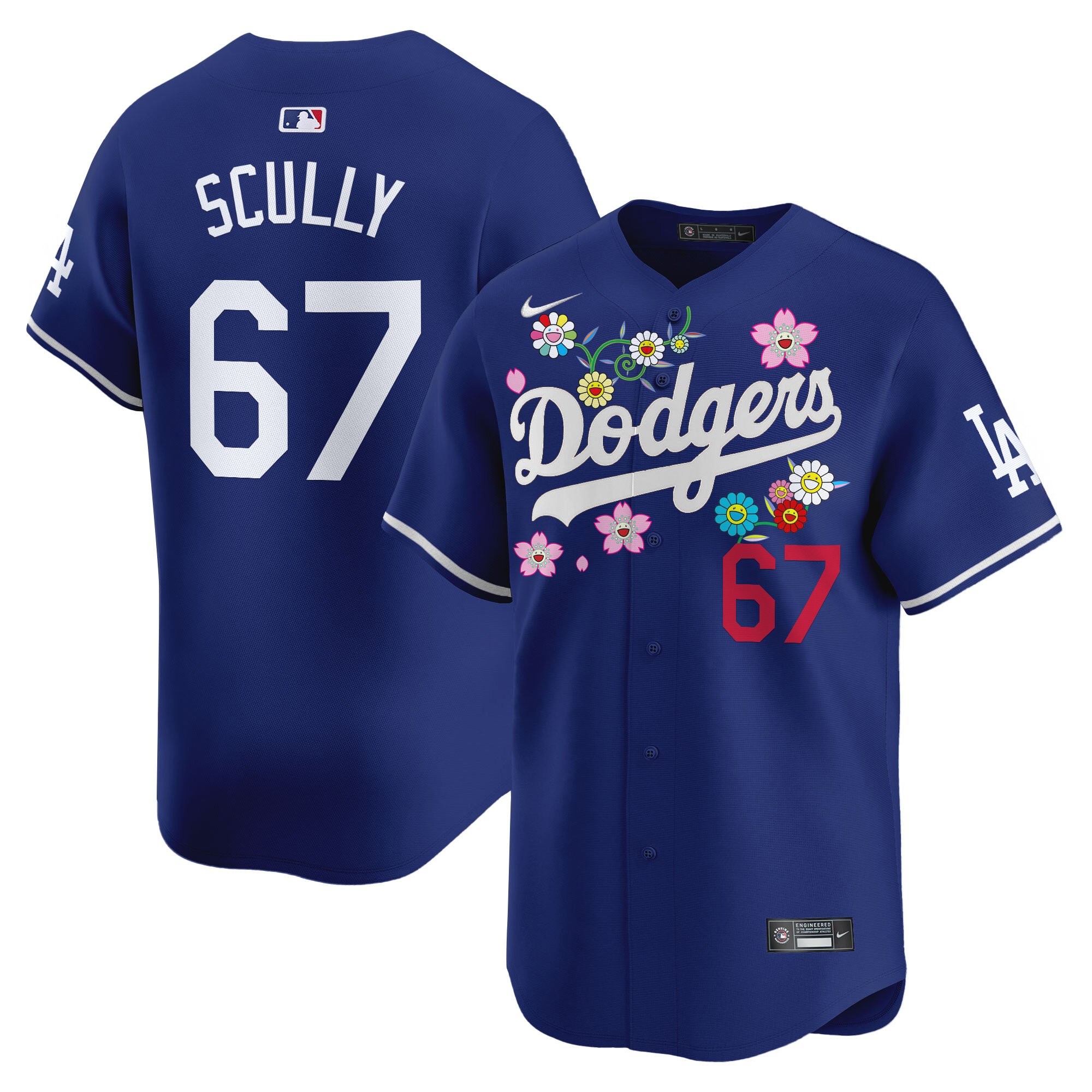 Vin Scully Men's Los Angeles Dodgers x Takashi Murakami 2025 Vapor Premier Limited Royal Jersey - Stitched