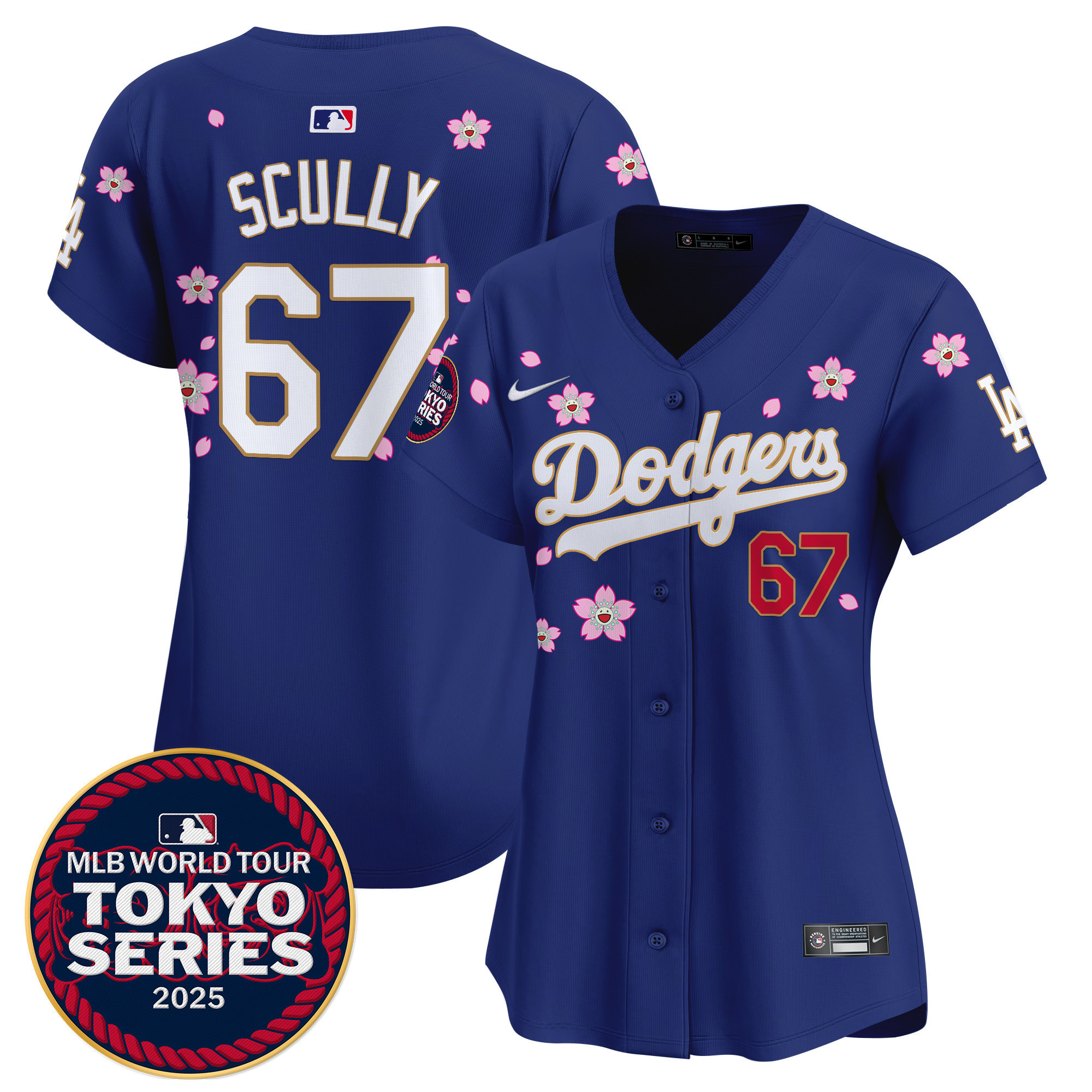 Vin Scully Women's Los Angeles Dodgers Tokyo Series 2025 Gold Trim Vapor Premier Limited Royal Jersey - Stitched