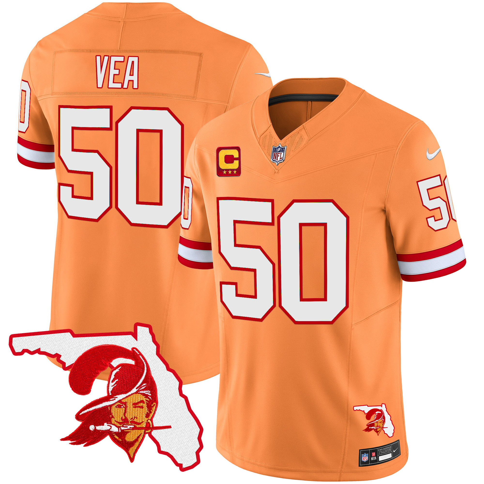 Vita Vea Men's Tampa Bay Buccaneers Florida Patch Vapor Limited Creamsicle Jersey - All Stitched