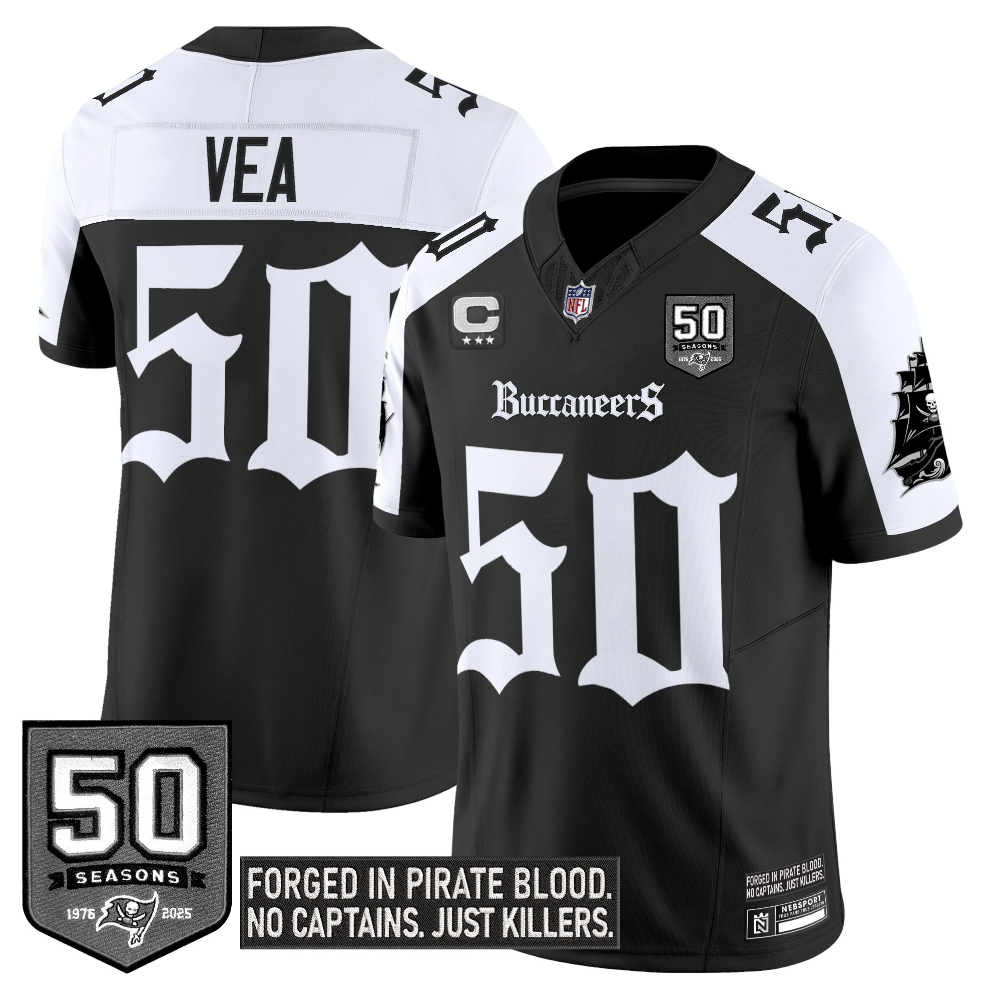 Vita Vea Men's Tampa Bay Buccaneers 'Gothic Pirate Shadows Edition' Limited Alternate Jersey - All Stitched