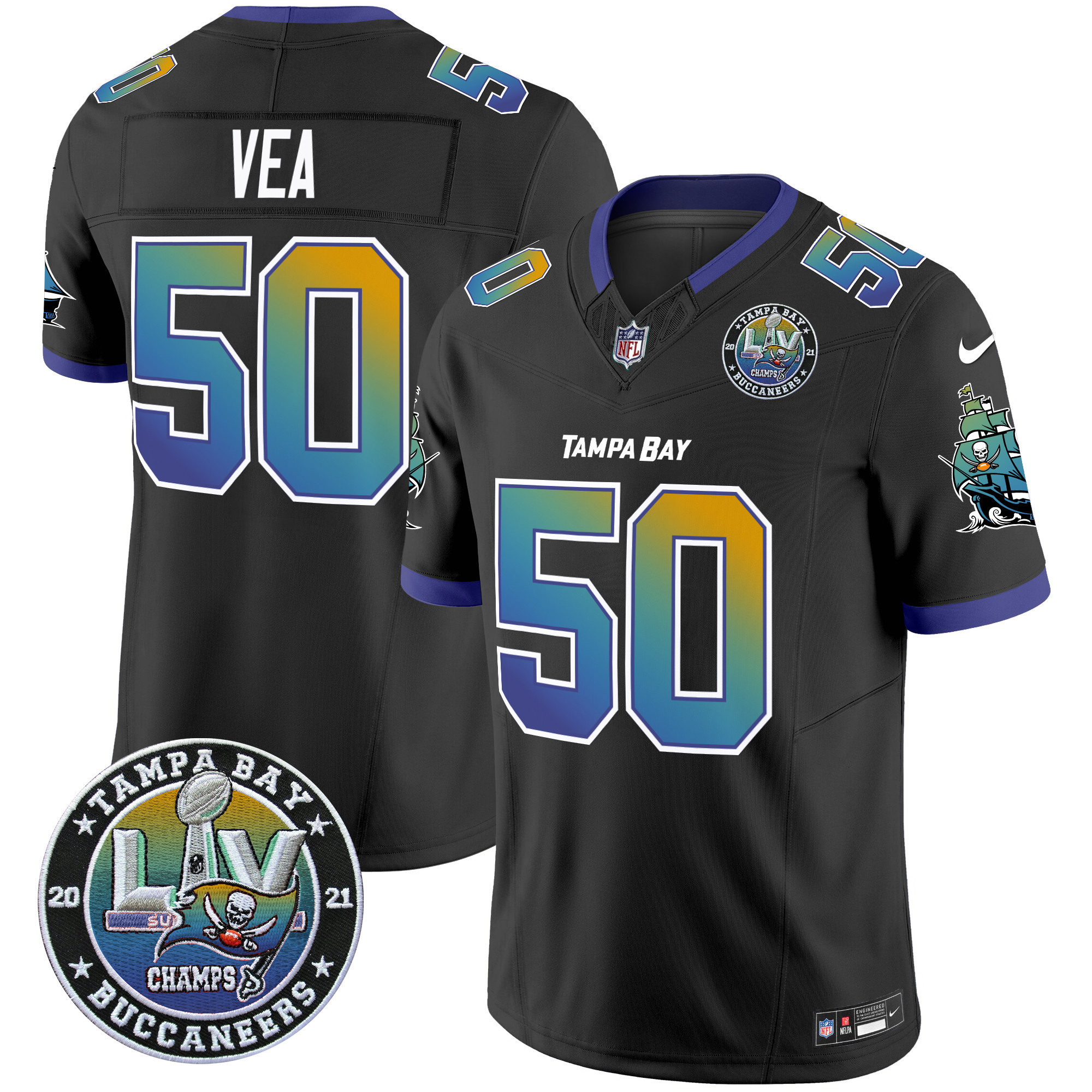 Vita Vea Men's Tampa Bay Buccaneers "Tampa City" Super Bowl LIV Patch Vapor Limited Black Jersey - All Stitched