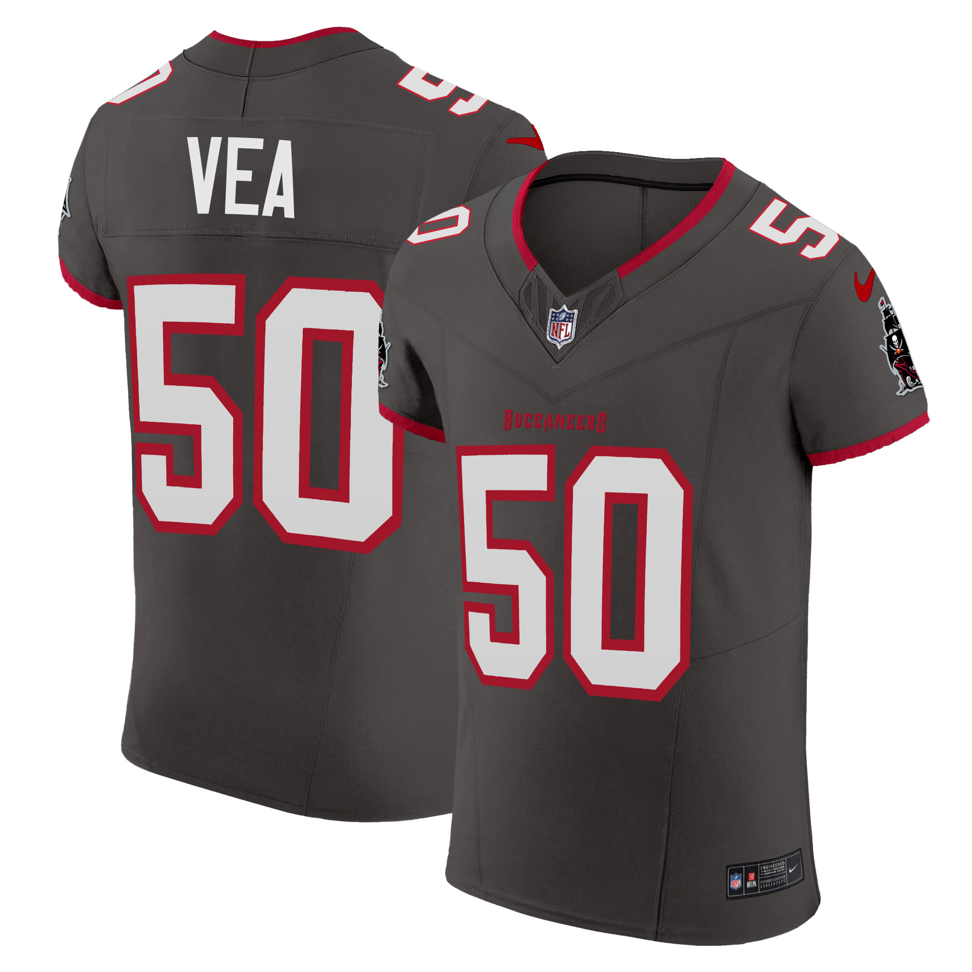 Vita Vea Men's Tampa Bay Buccaneers Vapor Elite Pewter Jersey - All Stitched