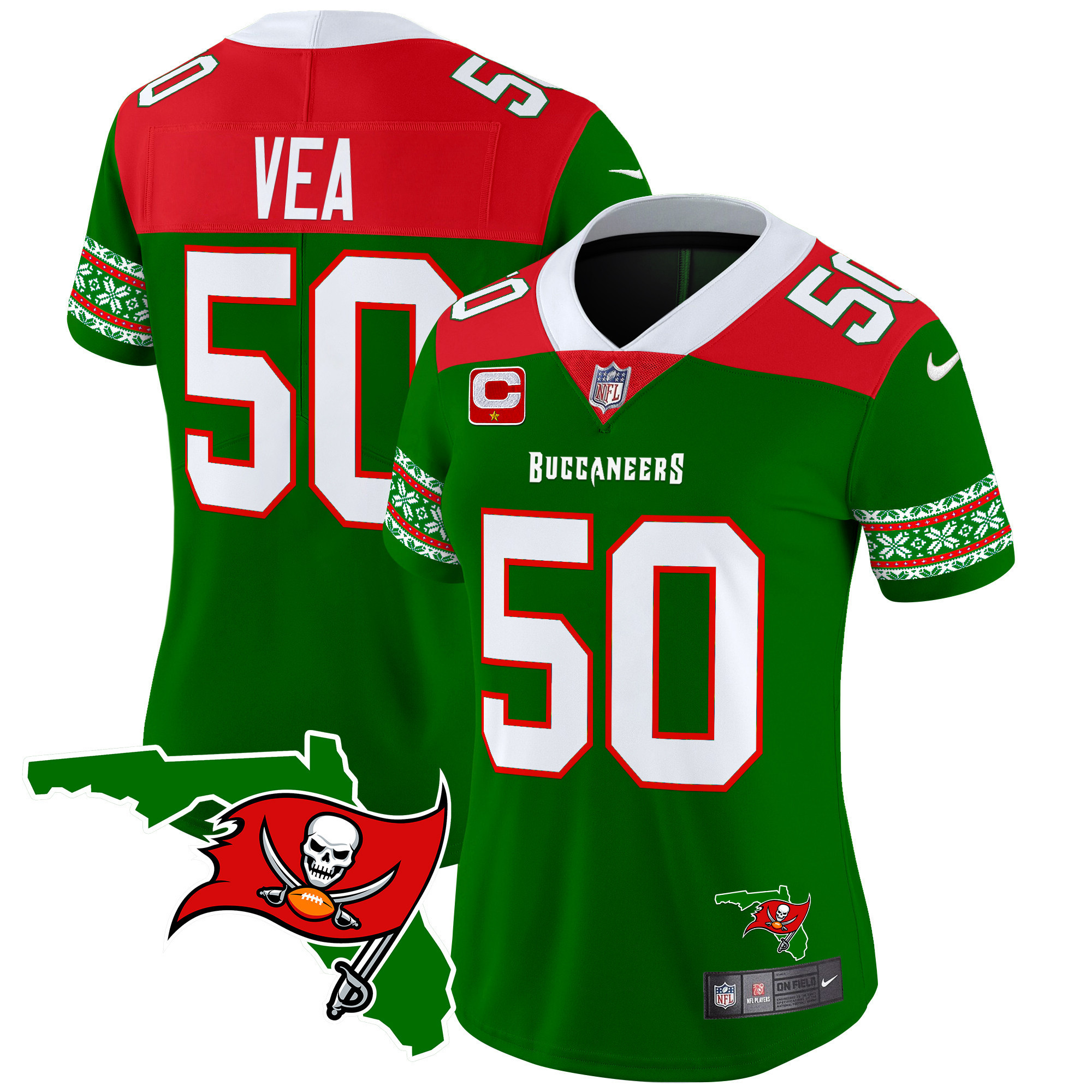 Vita Vea Women's Tampa Bay Buccaneers 2024 Christmas Vapor Limited Green Jersey - All Stitched