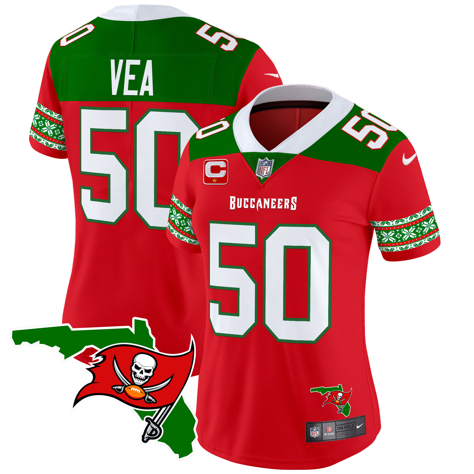 Vita Vea Women's Tampa Bay Buccaneers 2024 Christmas Vapor Limited Red Jersey - All Stitched
