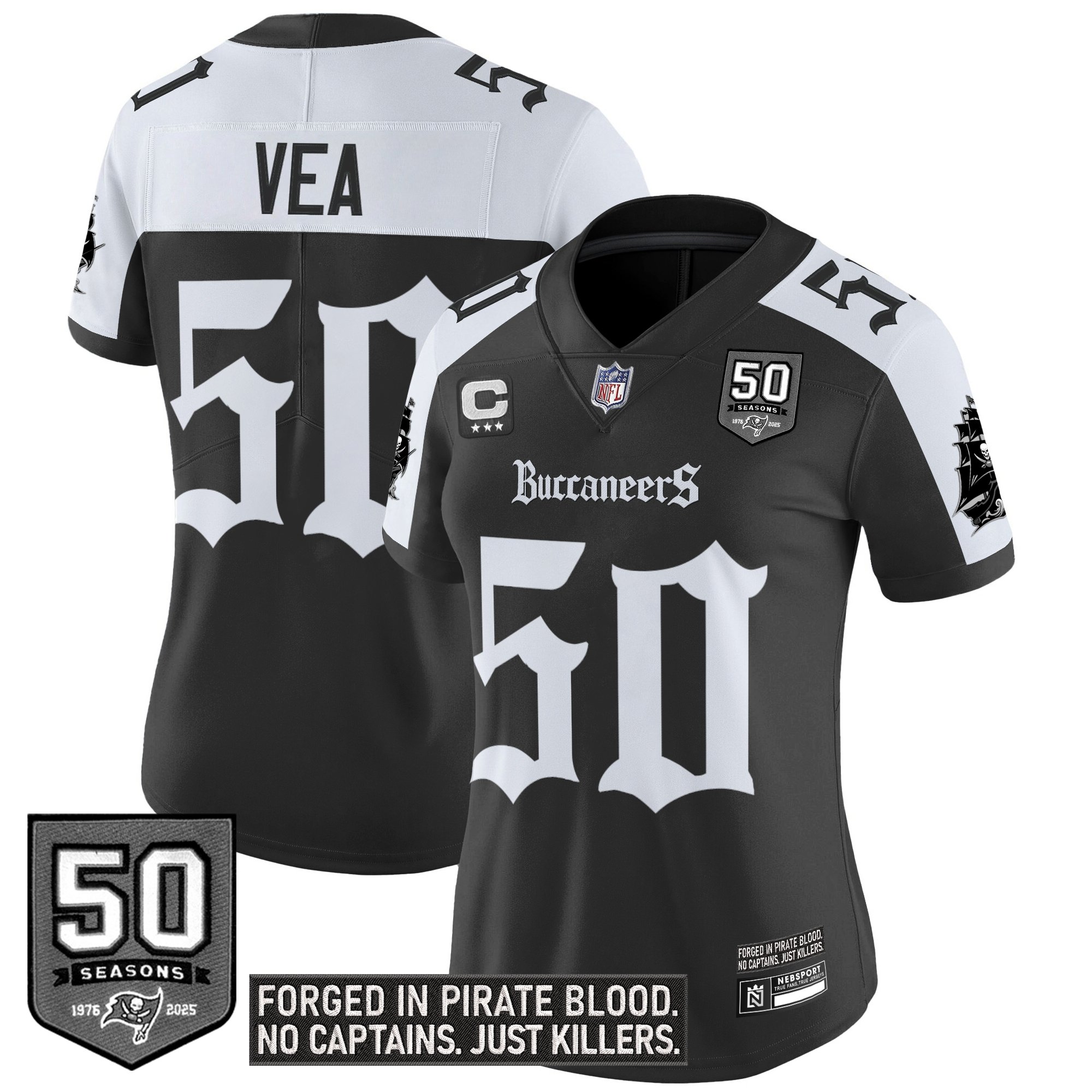 Vita Vea Women's Tampa Bay Buccaneers 'Gothic Pirate Shadows Edition' Vapor Limited Alternate Jersey - All Stitched