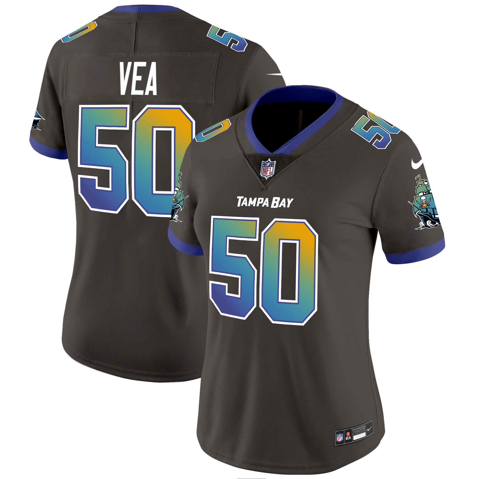 Vita Vea Women's Tampa Bay Buccaneers "Tampa City" Vapor Limited Pewter Jersey - All Stitched