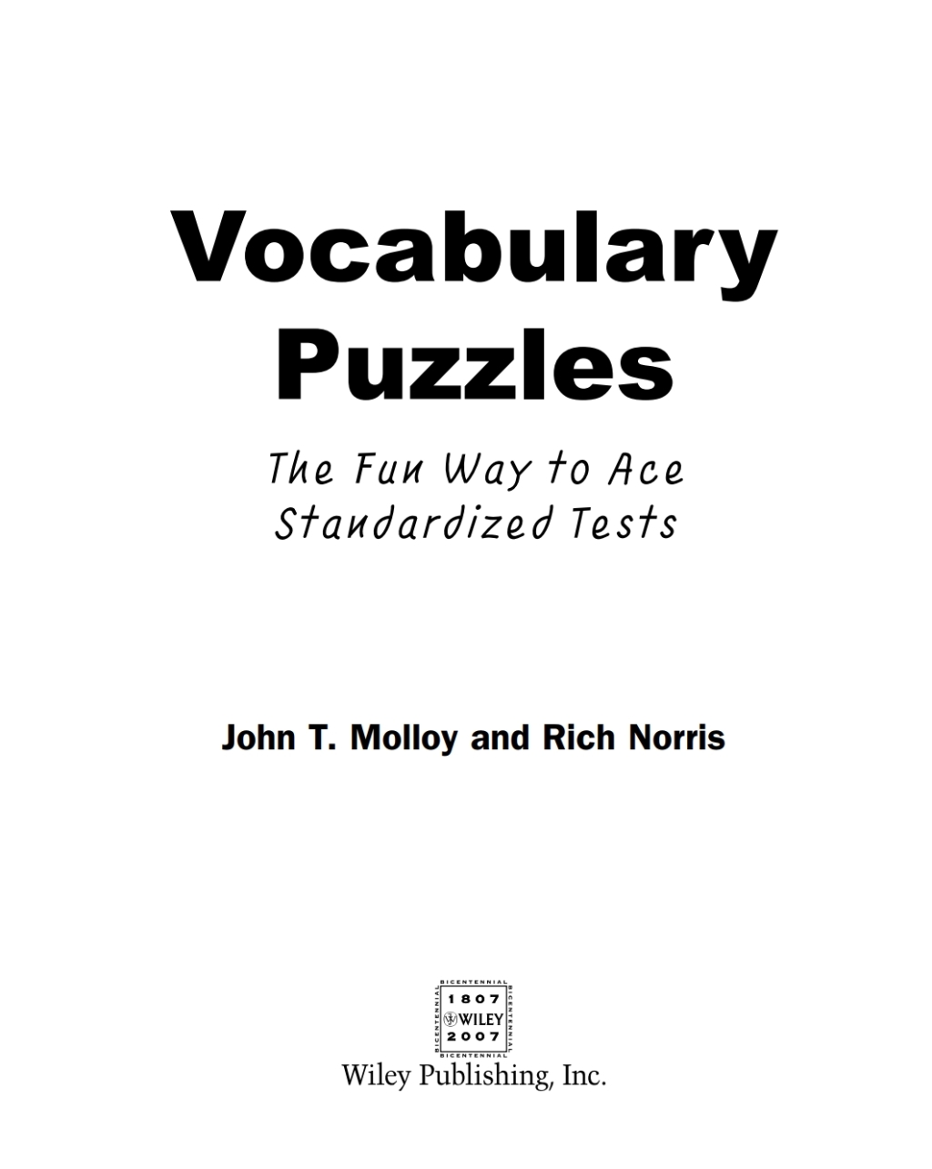 Vocabulary Puzzles The Fun Way to Ace Standardized Tests - (PDF/EPUB Version)