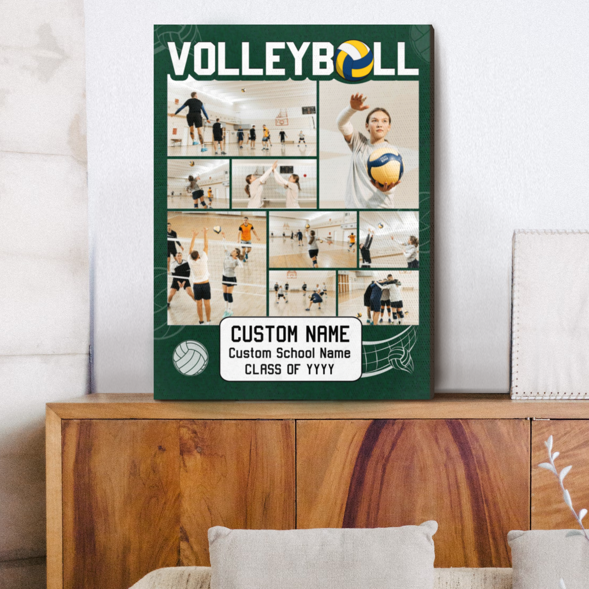 Volleyball Photo Board Collage Gifts, Personalized Volleyball Picture Canvas Print, Custom Volleyball Gifts For Players, Volleyball Senior Night Gift