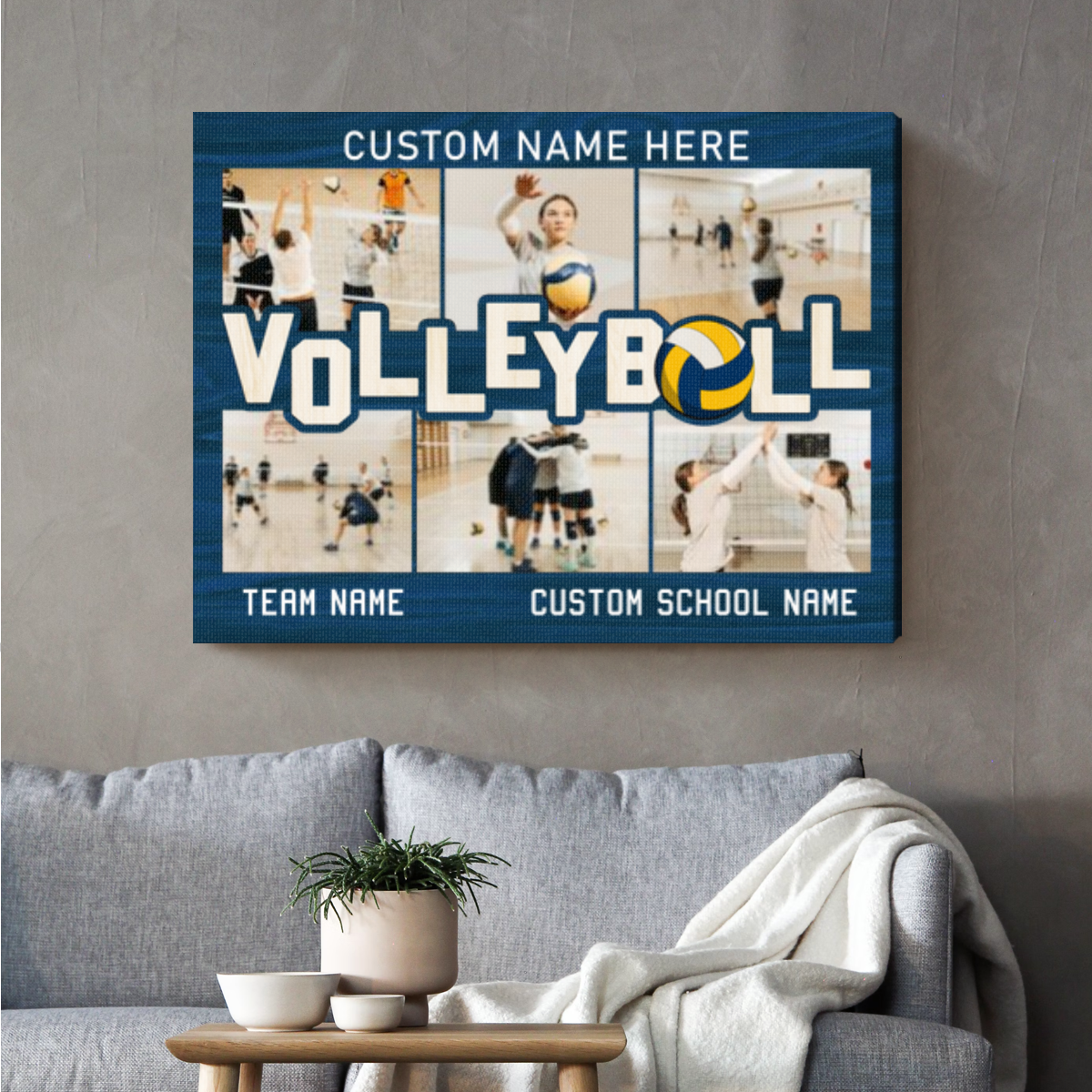 Volleyball Photo Collage Custom Canvas Print, Volleyball Senior Night Gifts, Personalized Volleyball Gift, Volleyball Picture Print