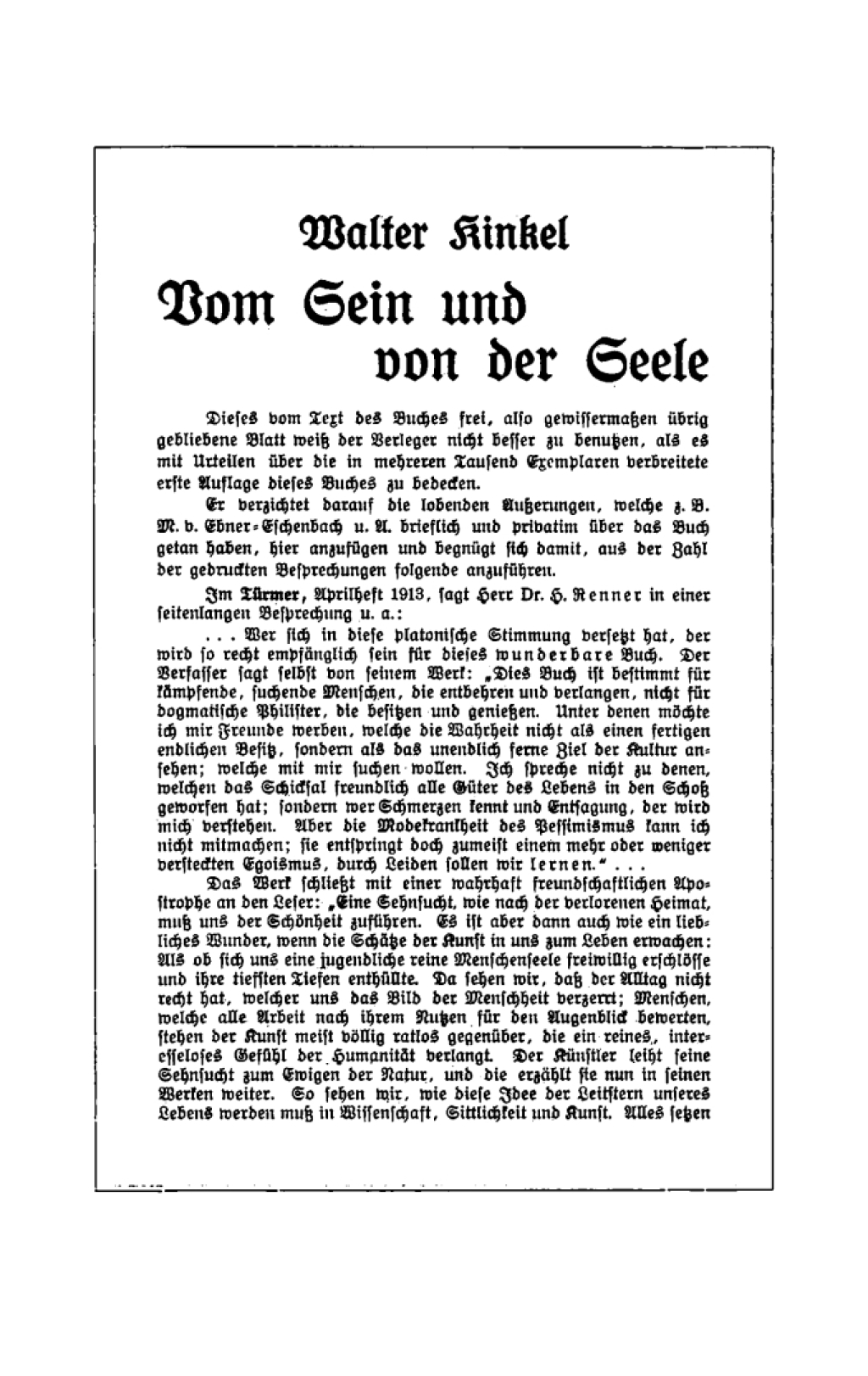 Vom Sein und von der Seele Gedanken eines Idealisten 2nd Edition â€“ PDF/EPUB Version Downloadable