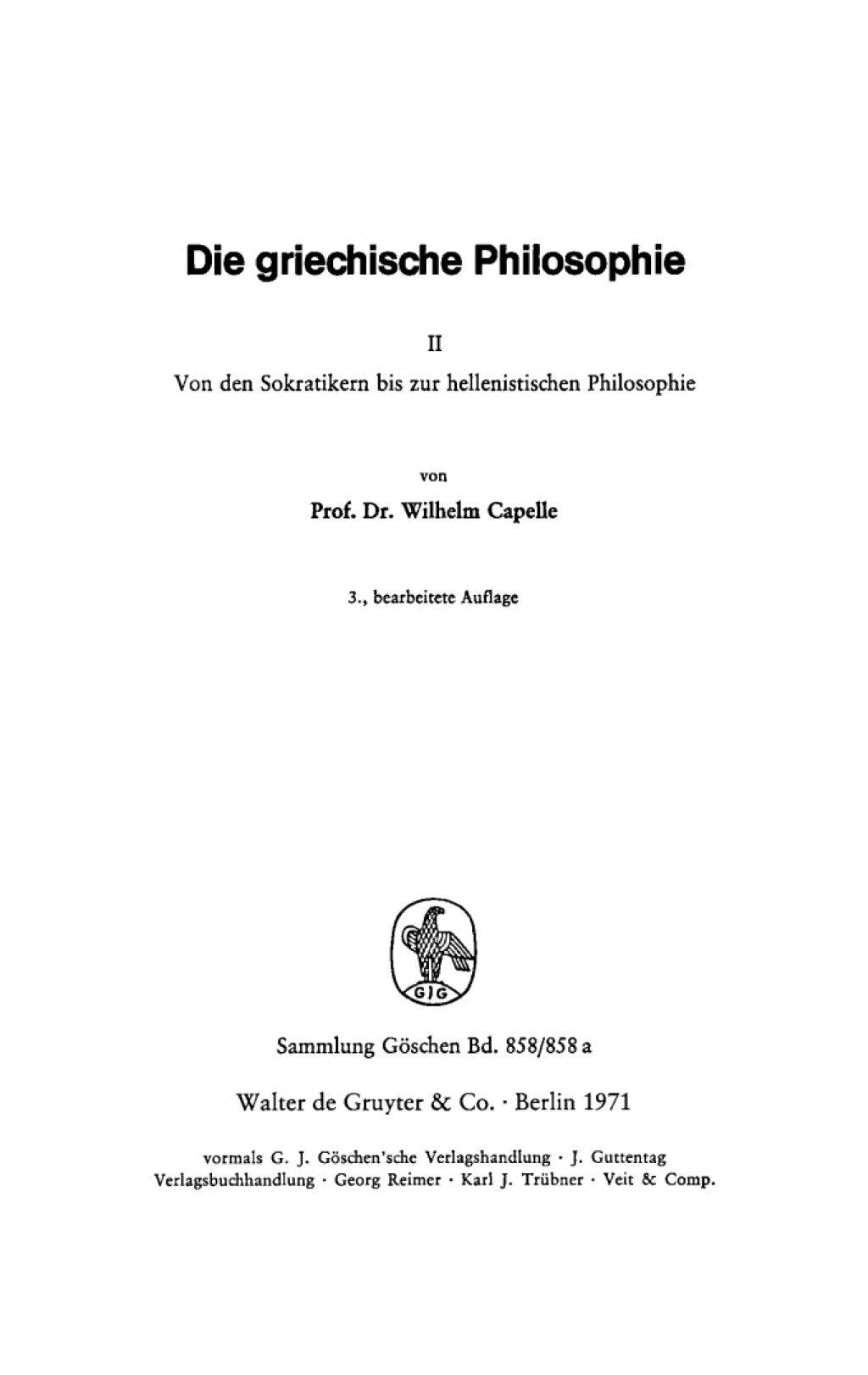 Von den Sokratikern bis zur hellenistischen Philosophie 3rd Edition â€“ PDF/EPUB Version Downloadable