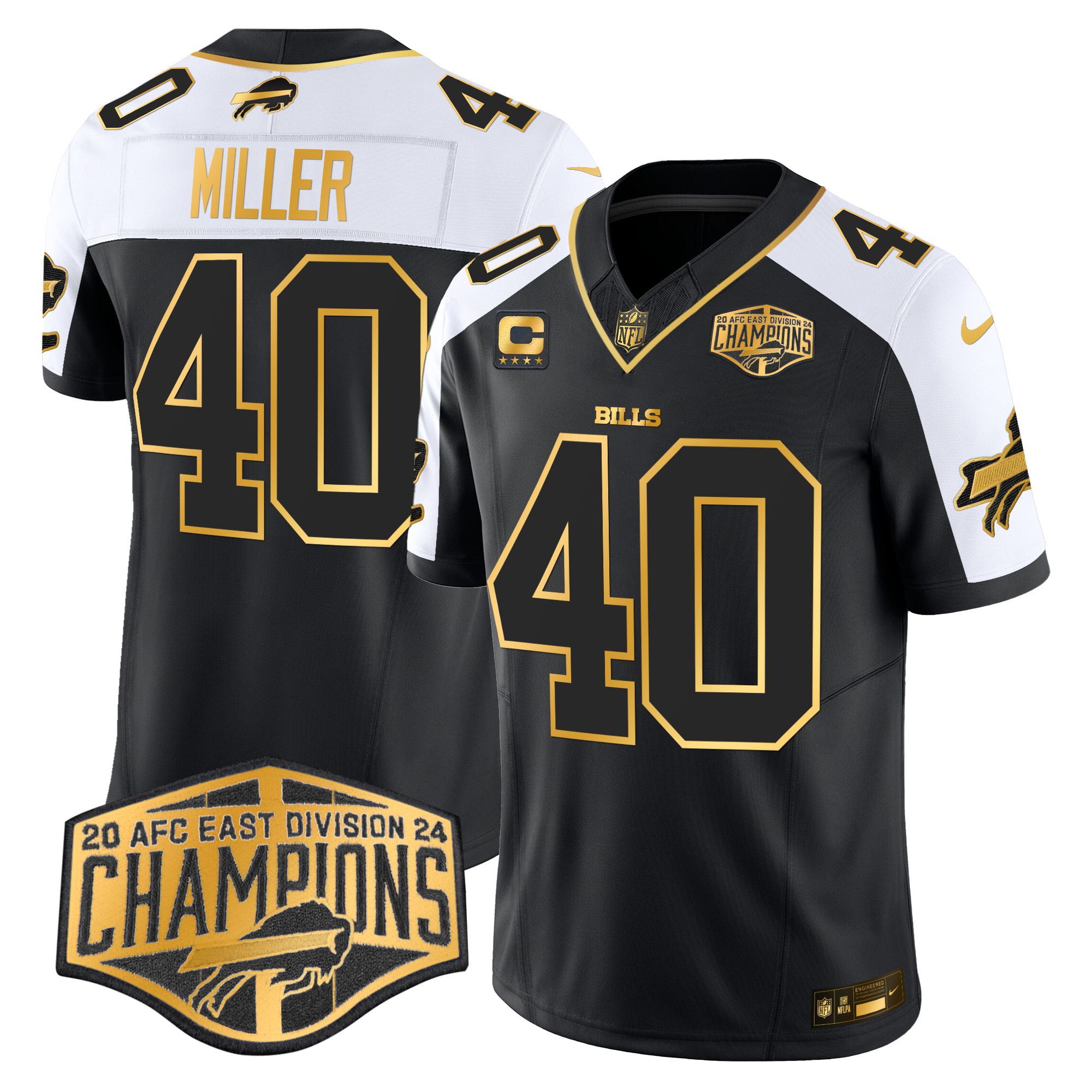 Von Miller Men's Buffalo Bills 2024 AFC East Division Champions Gold Vapor Limited Alternate Jersey - All Stitched