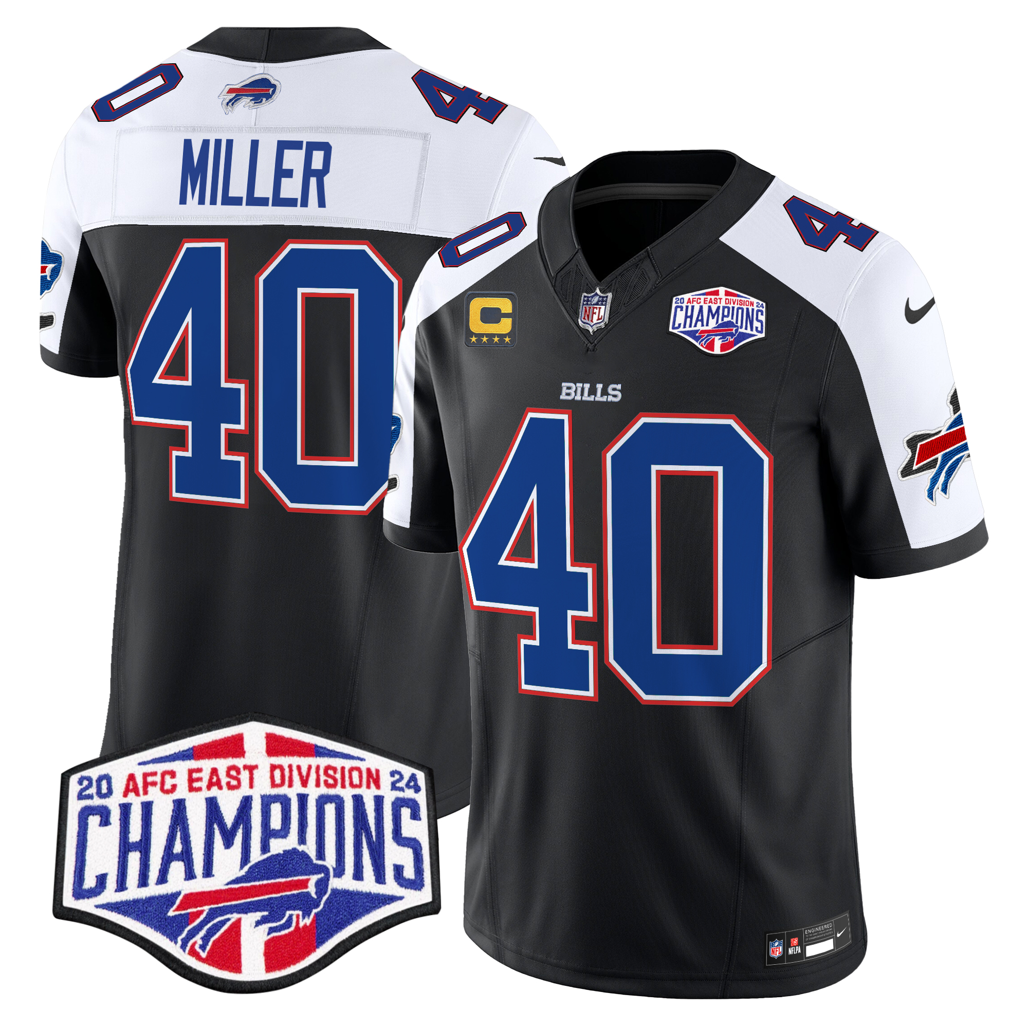 Von Miller Men's Buffalo Bills 2024 AFC East Division Champions Vapor Limited Black Alternate Jersey - All Stitched