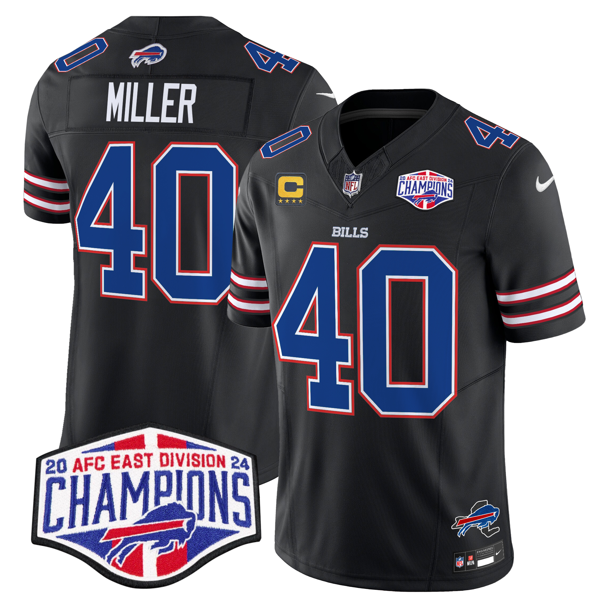 Von Miller Men's Buffalo Bills 2024 AFC East Division Champions Vapor Limited Black Jersey - All Stitched