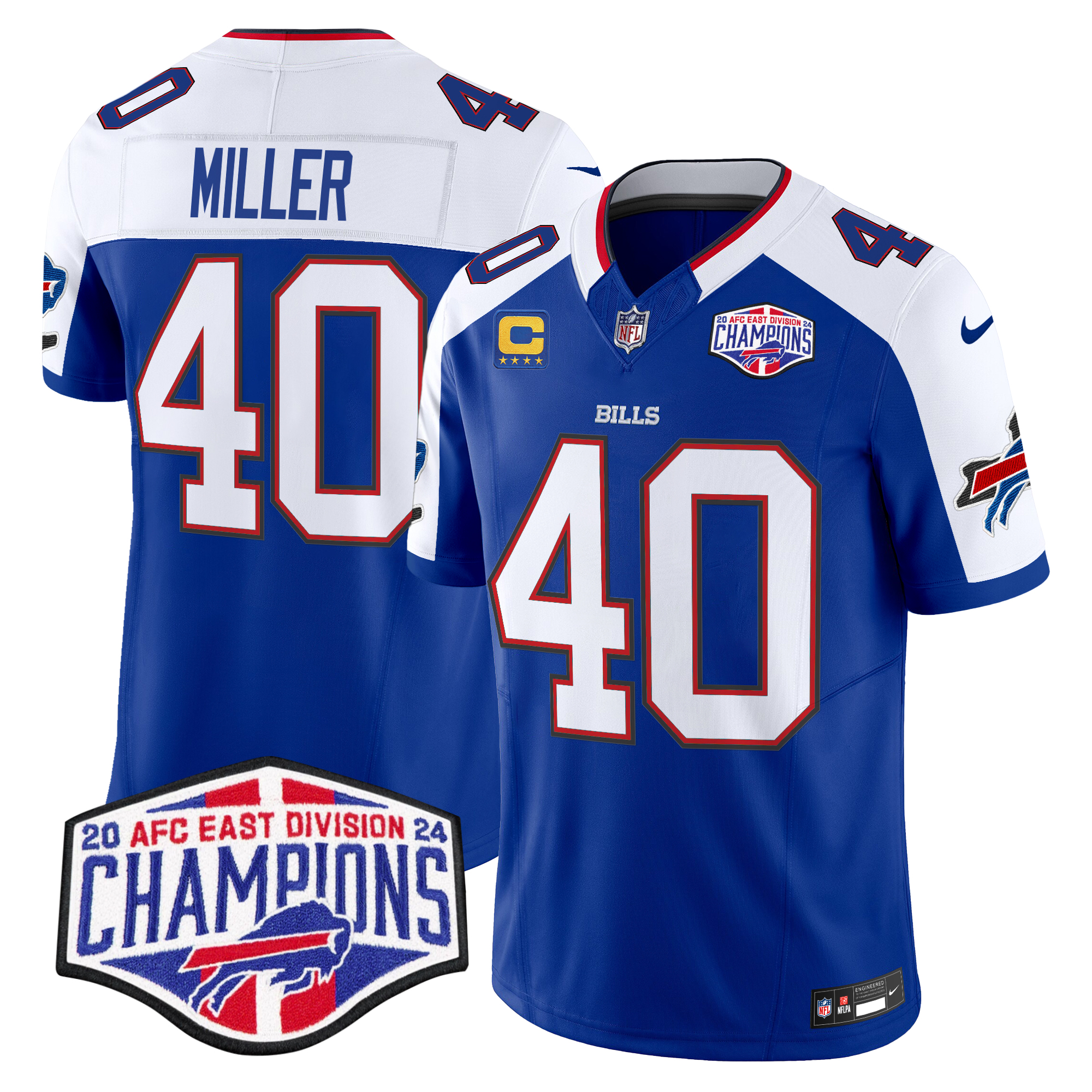 Von Miller Men's Buffalo Bills 2024 AFC East Division Champions Vapor Limited Royal Alternate Jersey - All Stitched