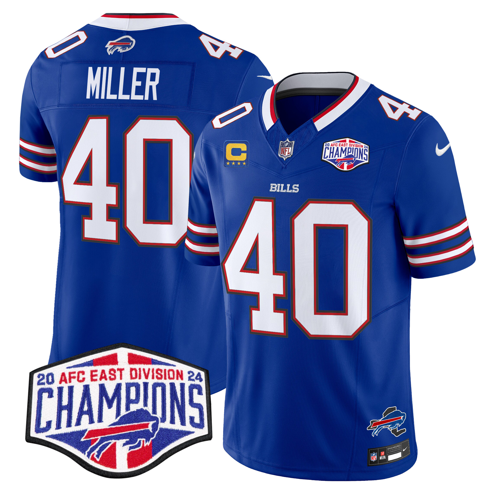 Von Miller Men's Buffalo Bills 2024 AFC East Division Champions Vapor Limited Royal Jersey - All Stitched