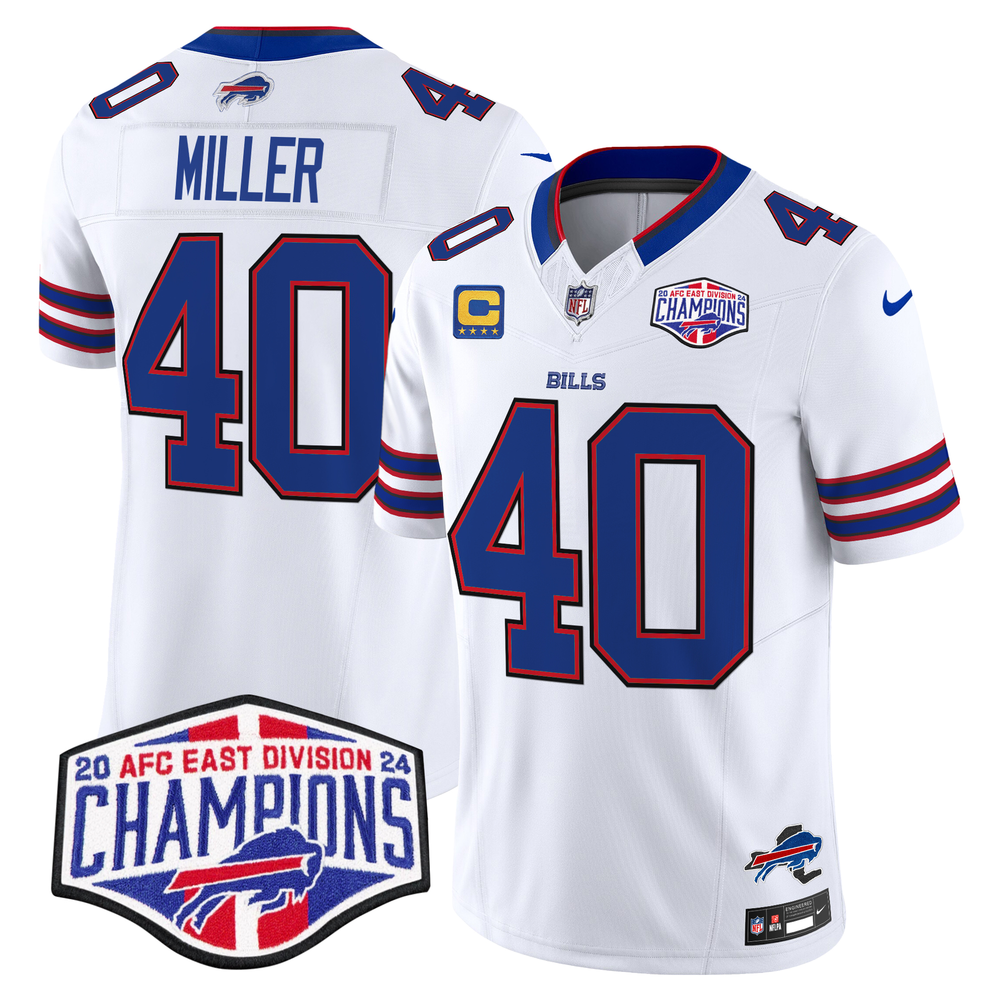 Von Miller Men's Buffalo Bills 2024 AFC East Division Champions Vapor Limited White Jersey - All Stitched