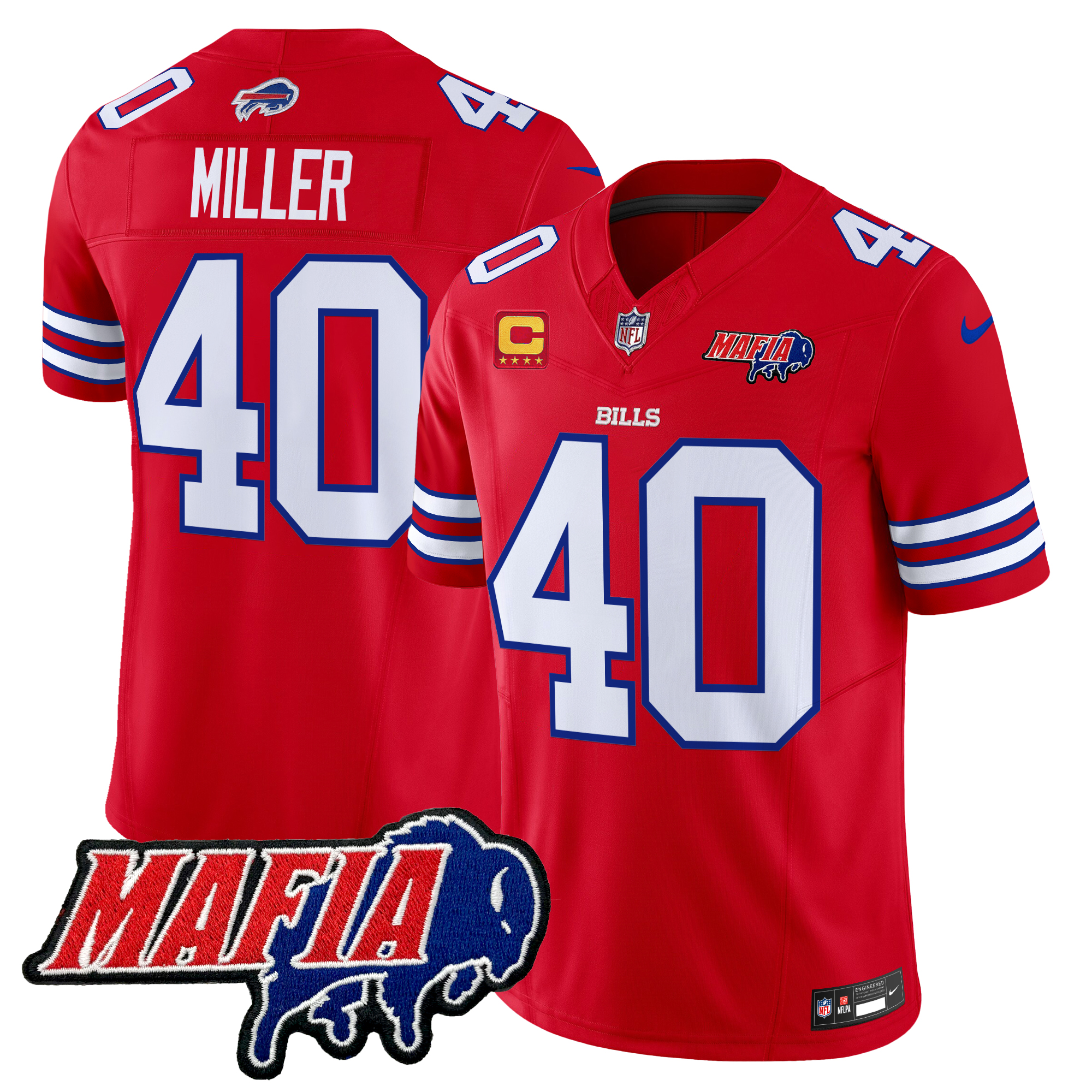 Von Miller Men's Buffalo Bills 2024 Buffalo Bills Mafia Patch Vapor Limited Red Jersey - All Stitched