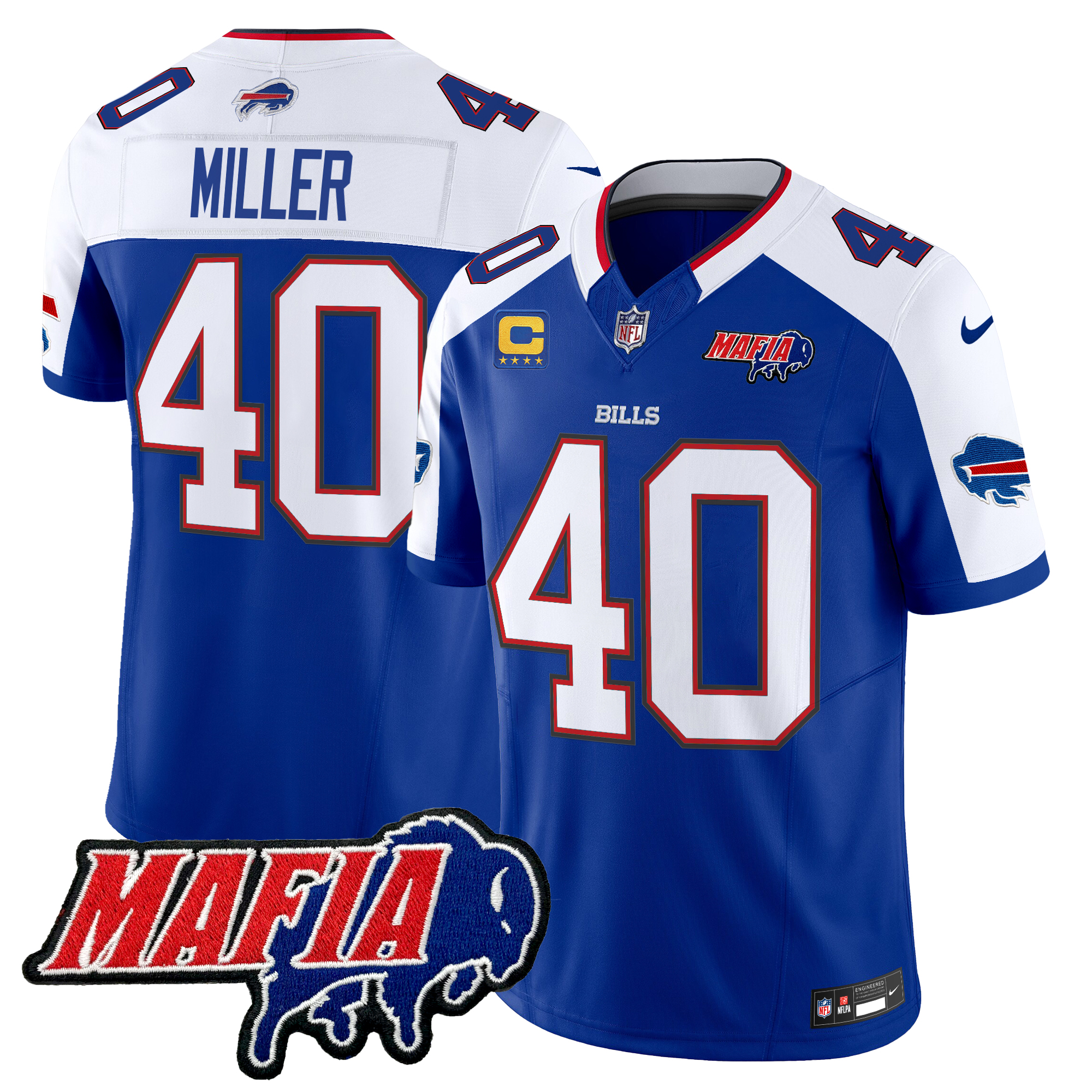 Von Miller Men's Buffalo Bills 2024 Buffalo Bills Mafia Patch Vapor Limited Royal Alternate Jersey - All Stitched