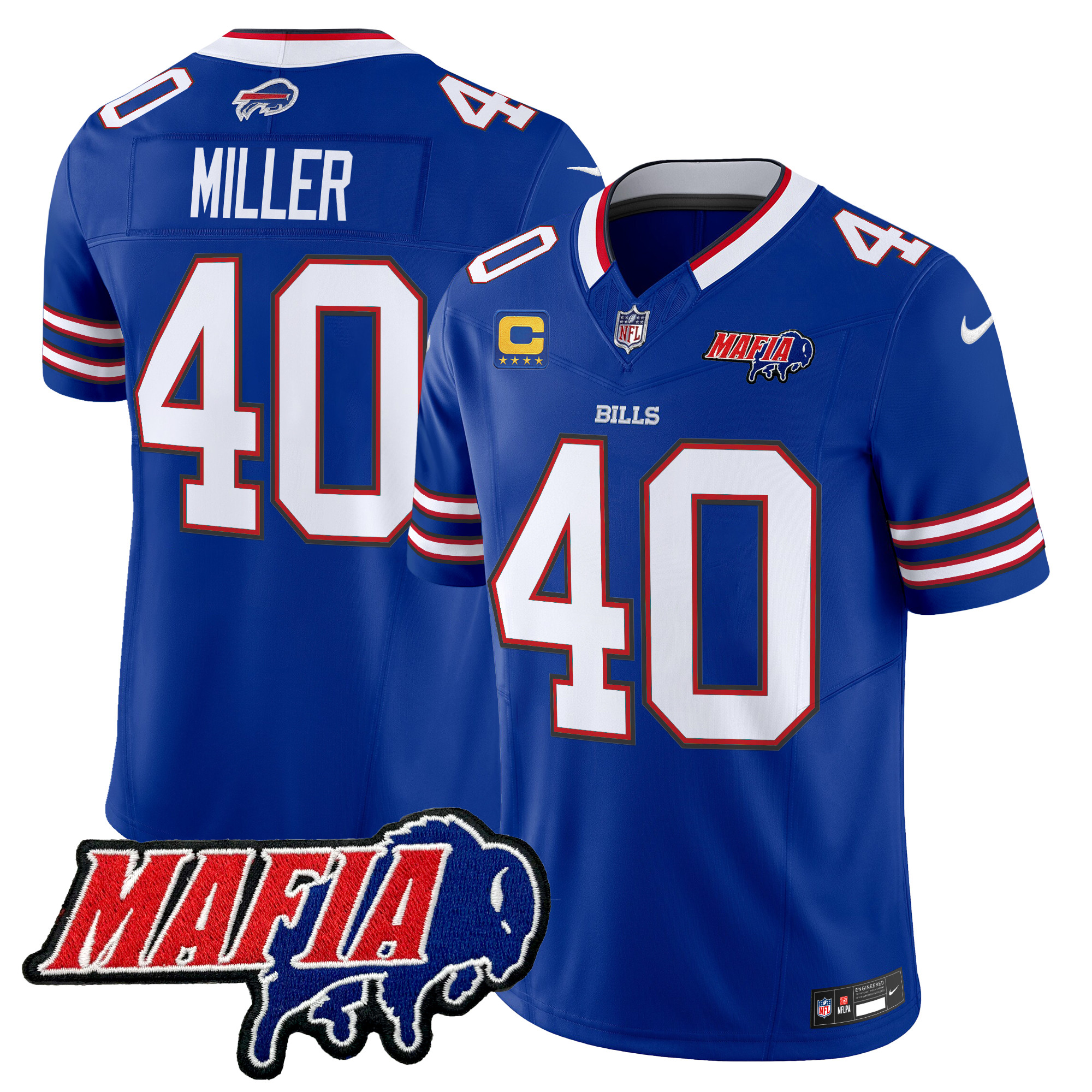 Von Miller Men's Buffalo Bills 2024 Buffalo Bills Mafia Patch Vapor Limited Royal Jersey - All Stitched