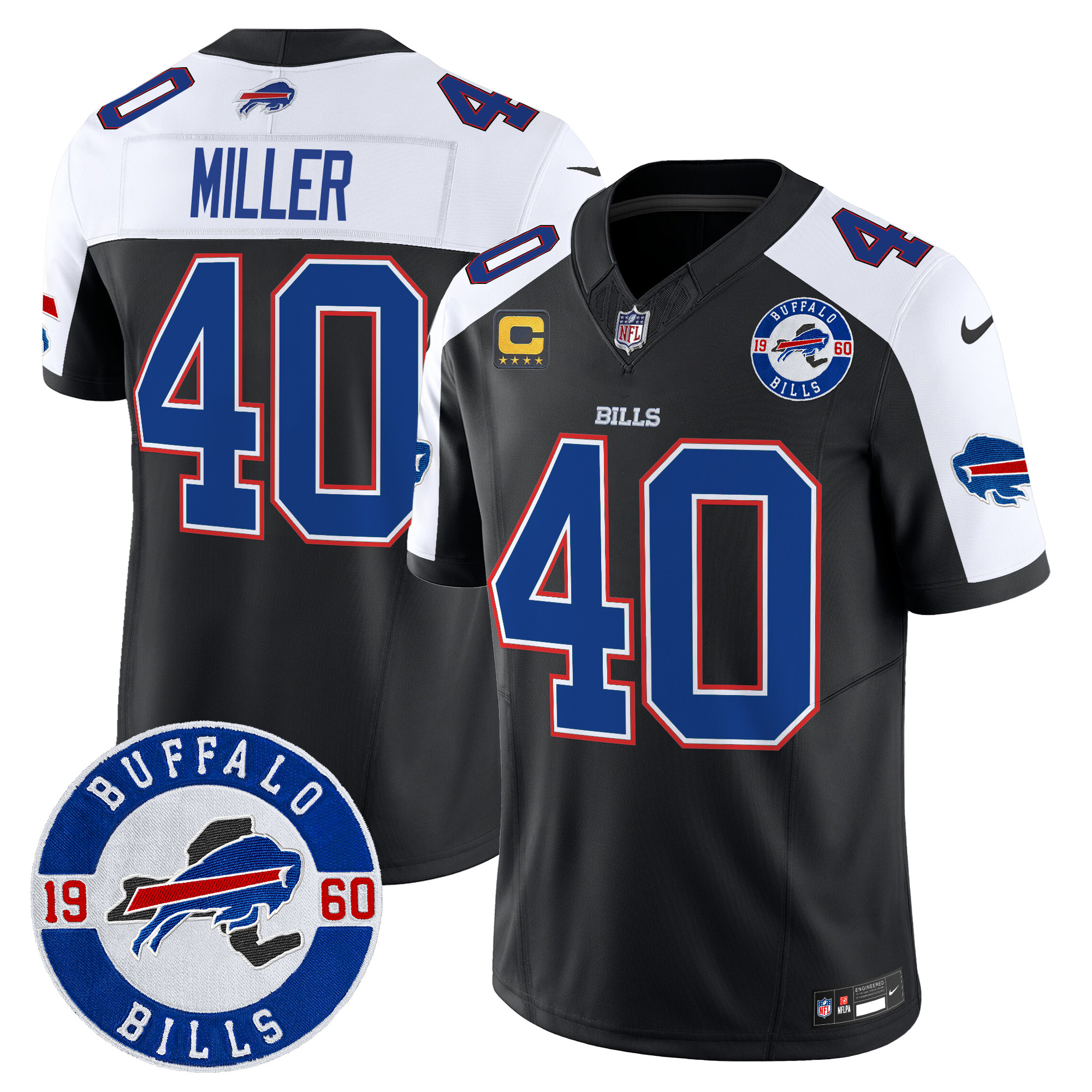 Von Miller Men's Buffalo Bills 2024 Vapor Limited Black Alternate Jersey - All Stitched