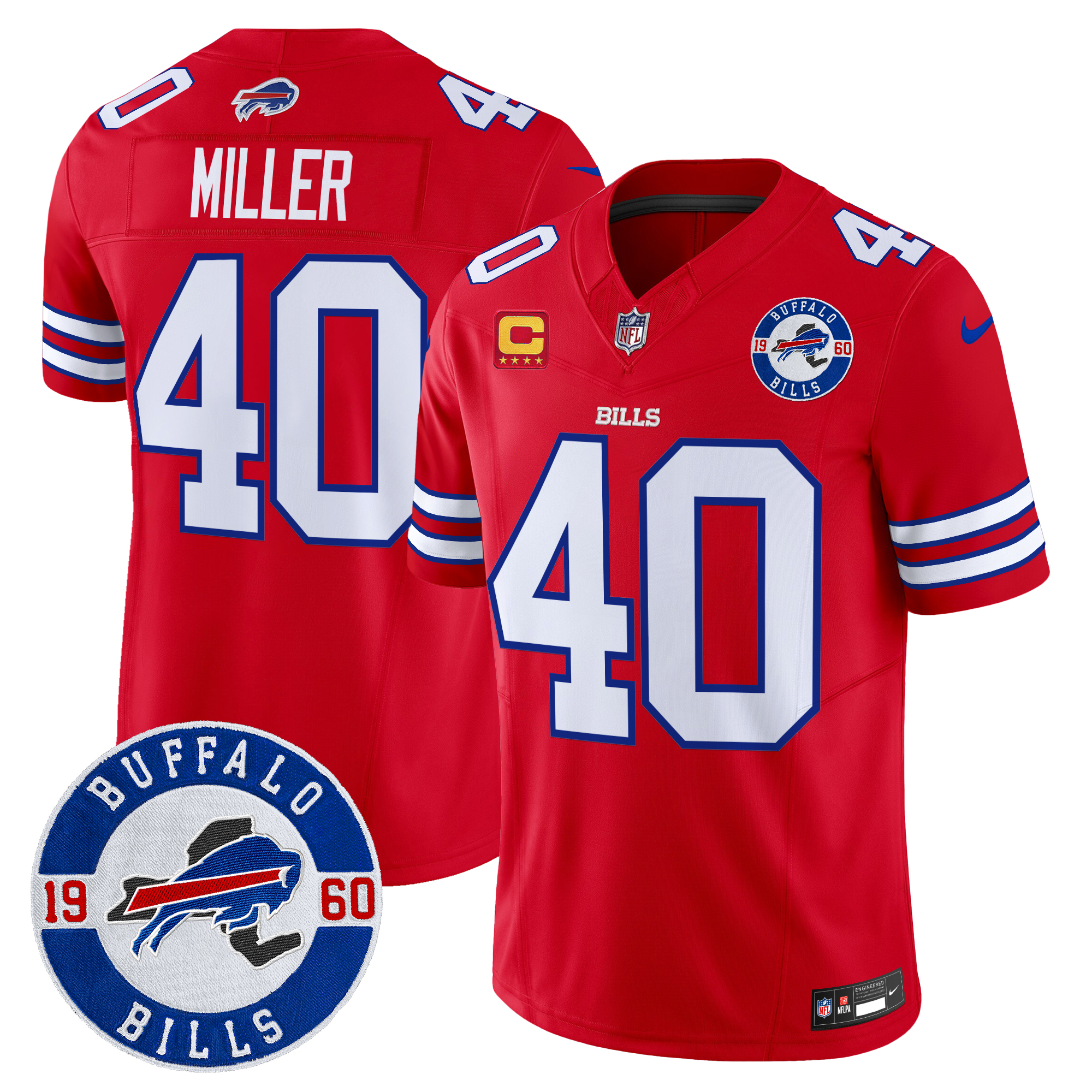Von Miller Men's Buffalo Bills 2024 Vapor Limited Red Jersey - All Stitched