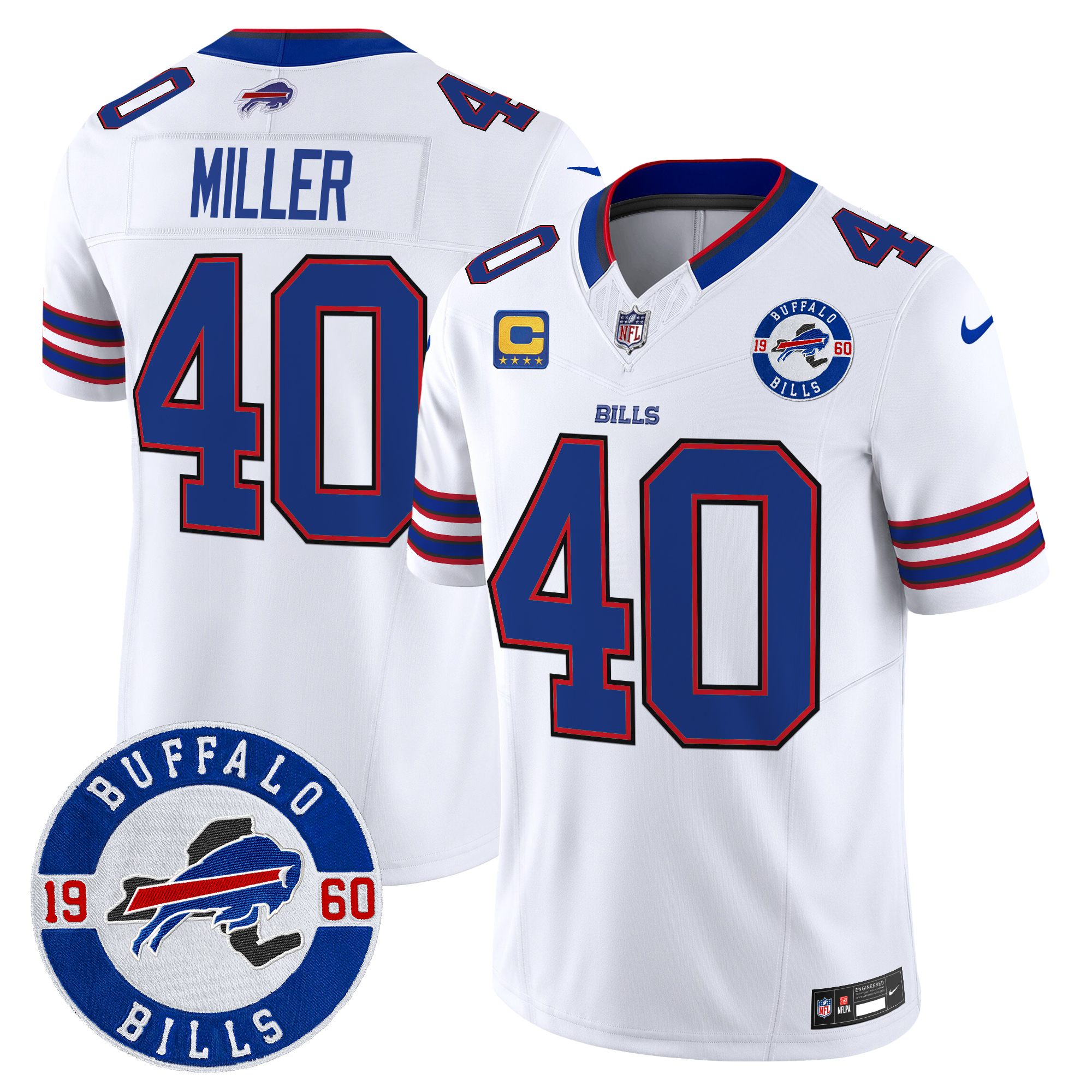 Von Miller Men's Buffalo Bills 2024 Vapor Limited White Jersey - All Stitched