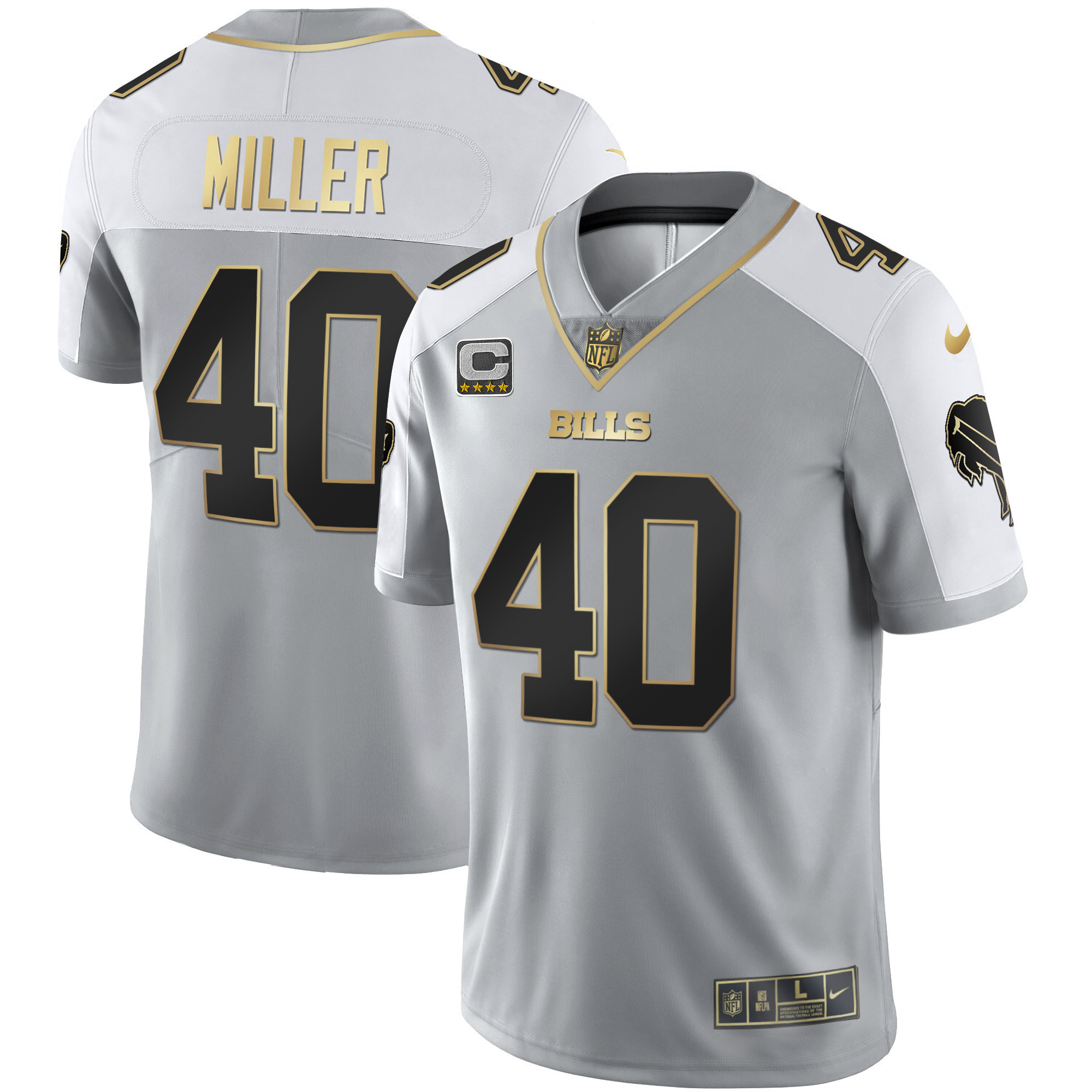 Von Miller Men's Buffalo Bills Alternate Vapor Black Gold & Black Inverted Limited - All Stitched Gray Gold Jersey - All Stitched