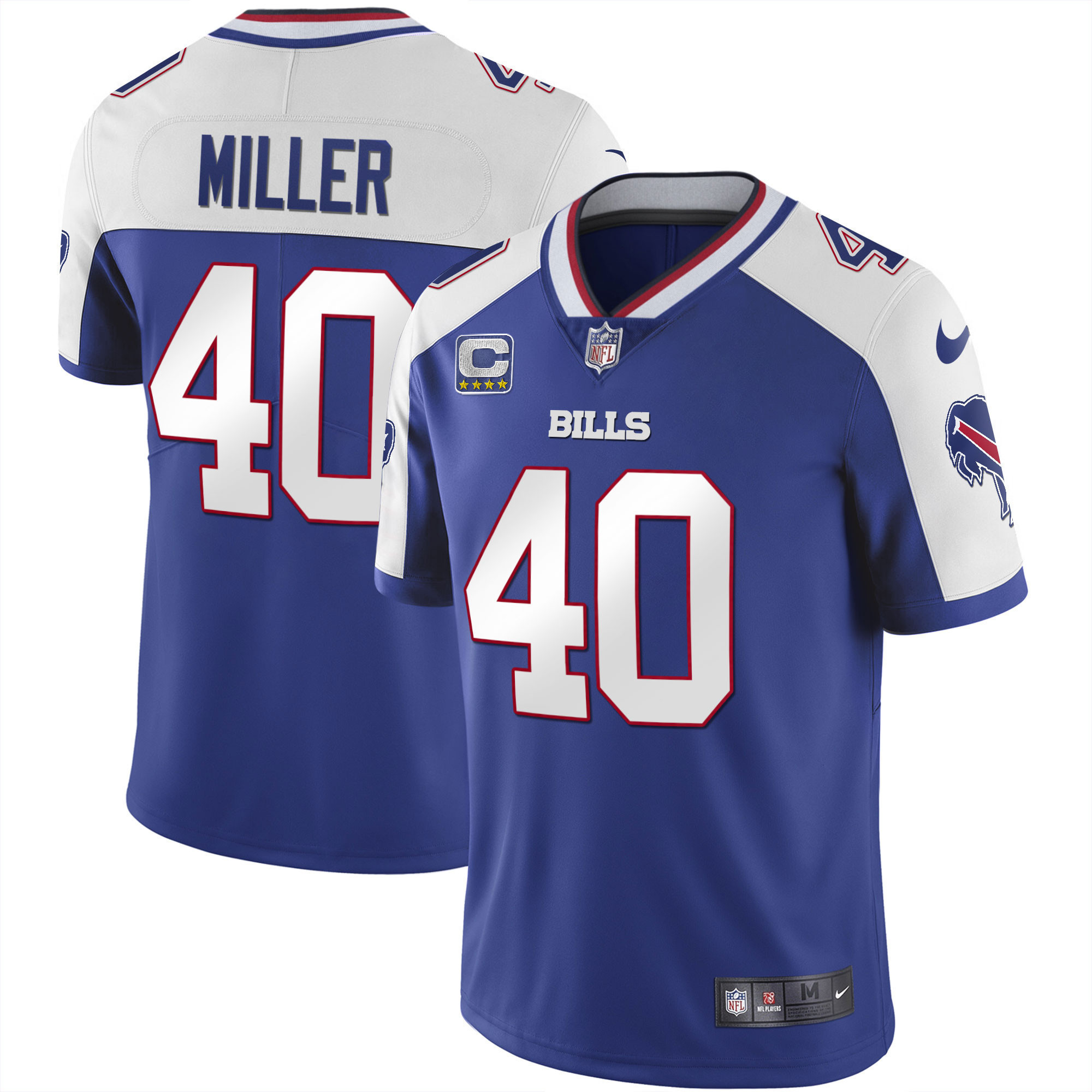 Von Miller Men's Buffalo Bills Alternate Vapor Black Gold & Black Inverted Limited - All Stitched Royal White Jersey - All Stitched
