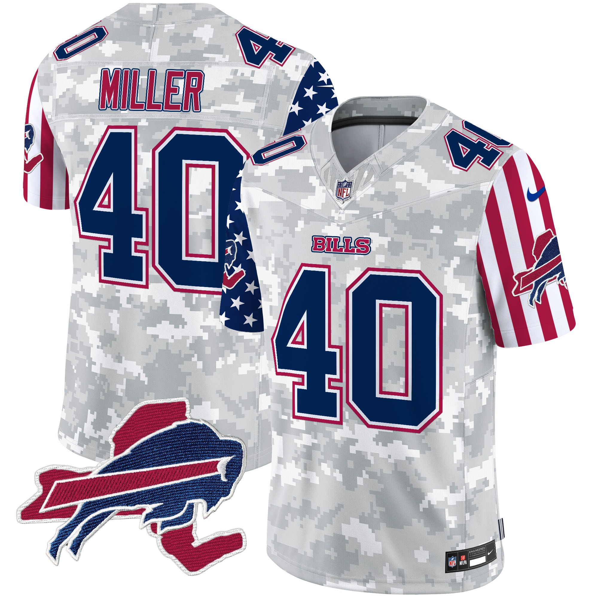 Von Miller Men's Buffalo Bills American Style Vapor Limited Arctic Camo Jersey - All Stitched