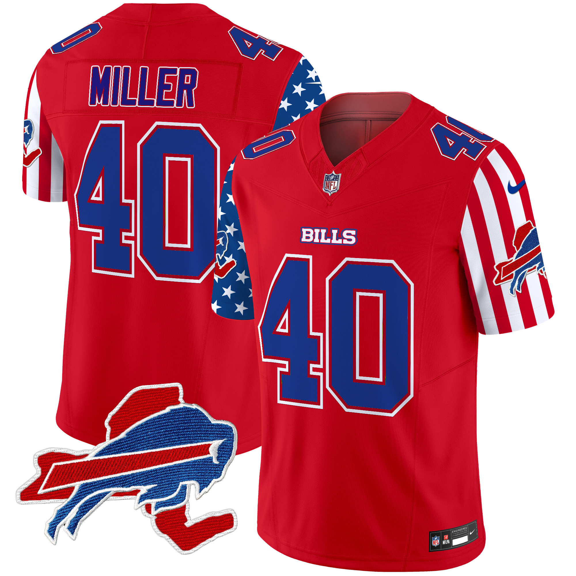 Von Miller Men's Buffalo Bills American Style Vapor Limited Red Jersey - All Stitched